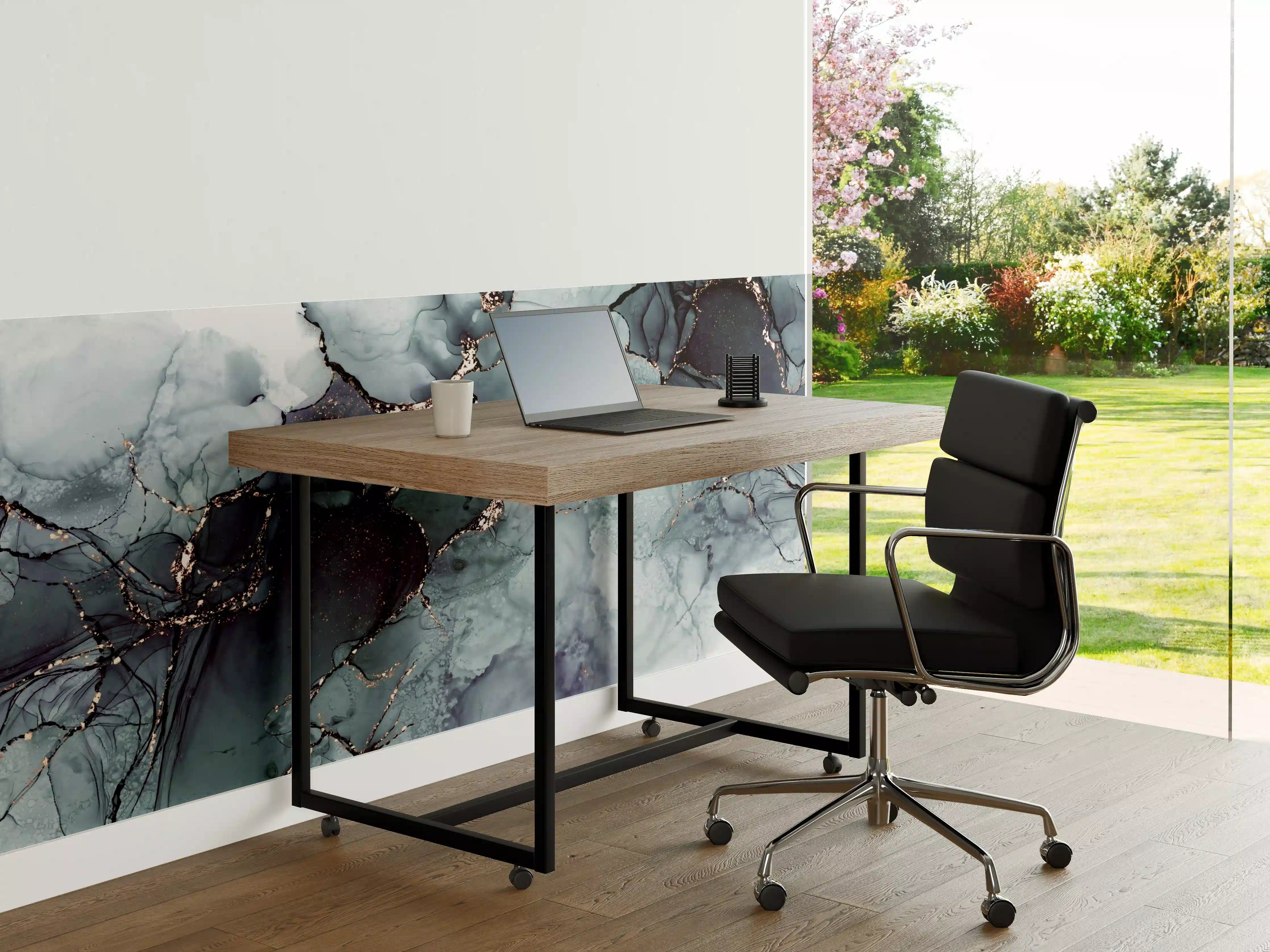 Büro Wandgestaltung - Graue Marmor-Textur mit Golddetails