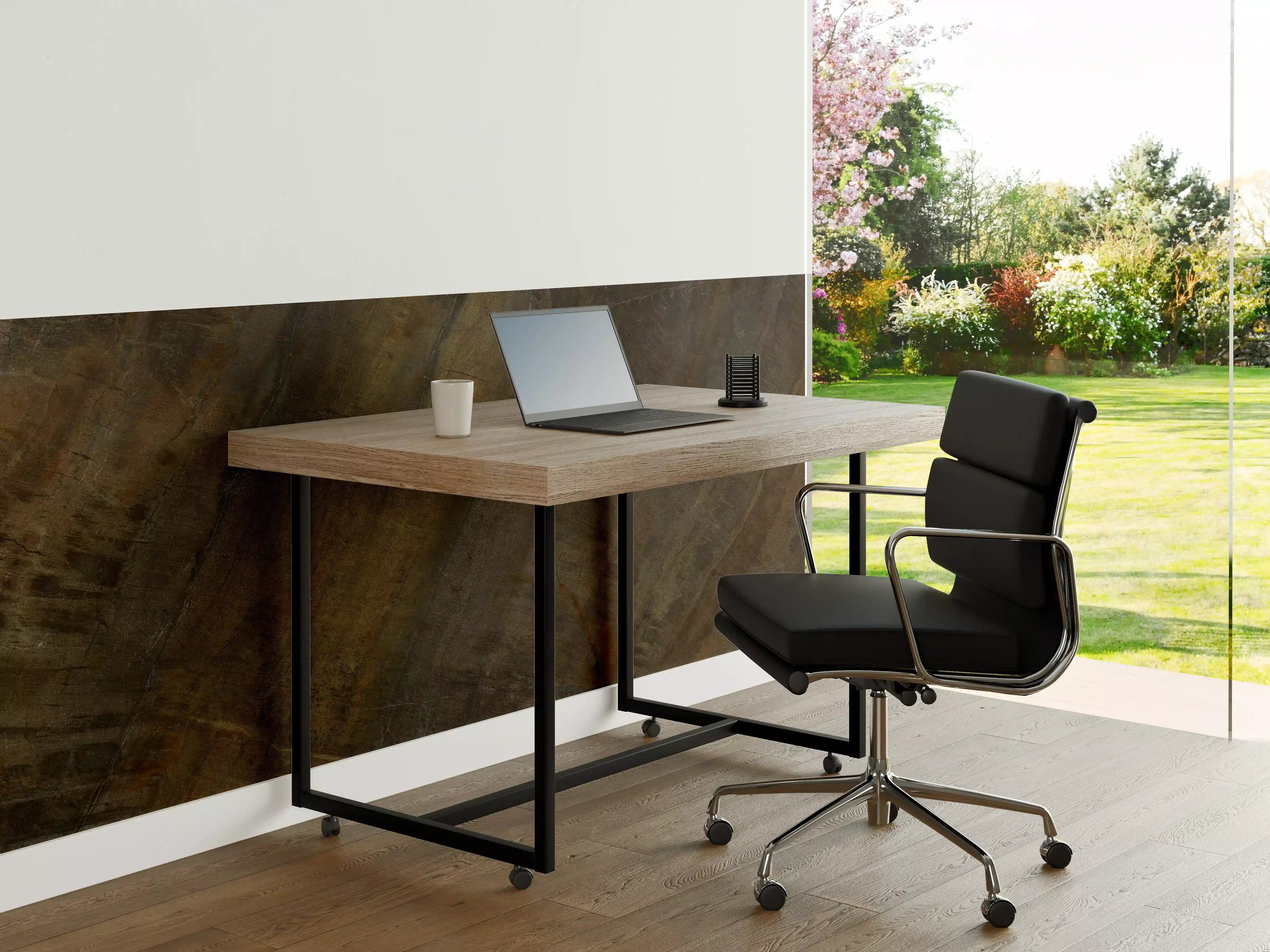 Büro Wandgestaltung - Graue Maserung in Holzoptik