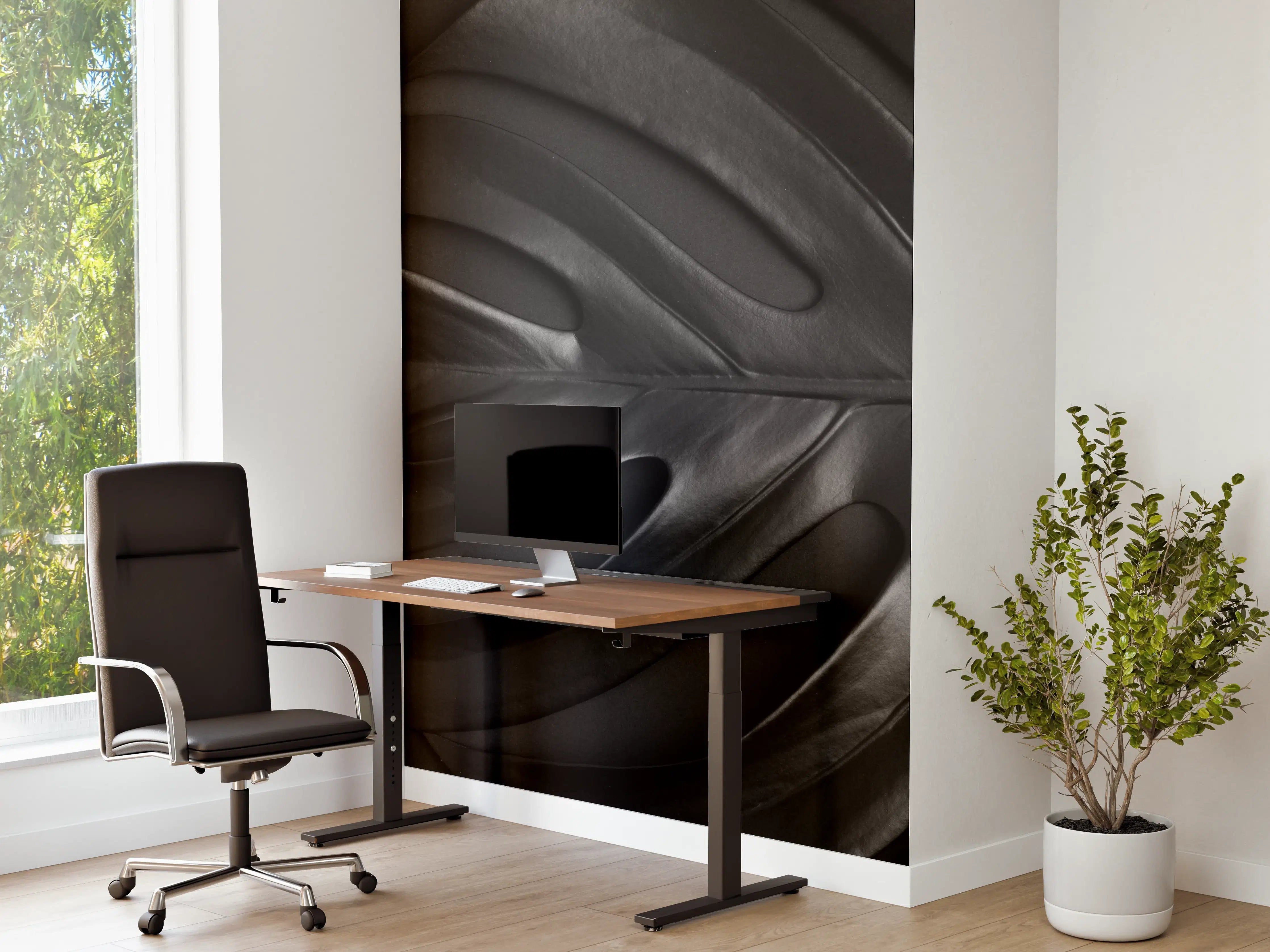 Büro Wandgestaltung - Graue Monstera-Textur