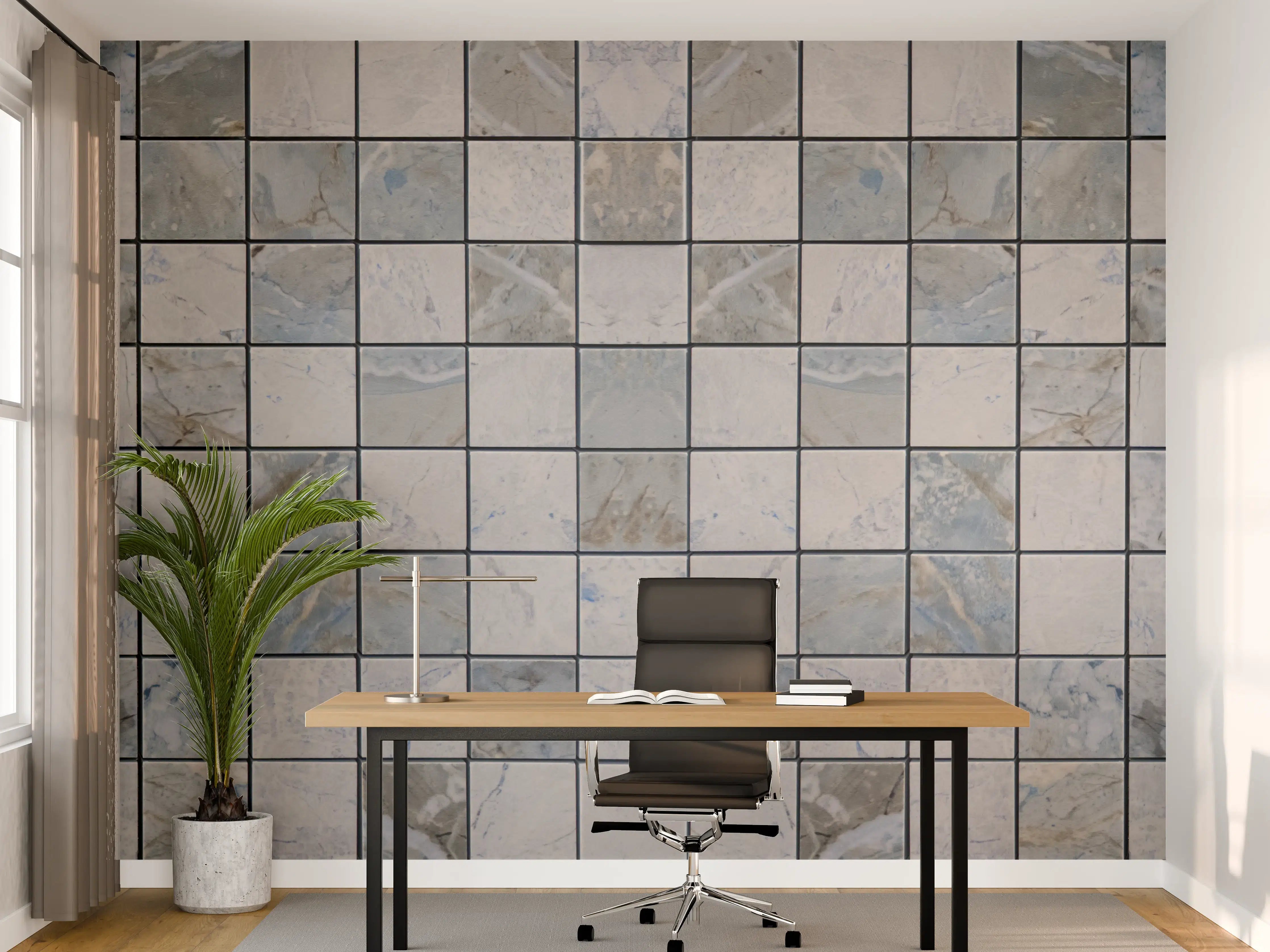 Büro Wandgestaltung - Graue Mosaikfliesen mit subtilem Muster