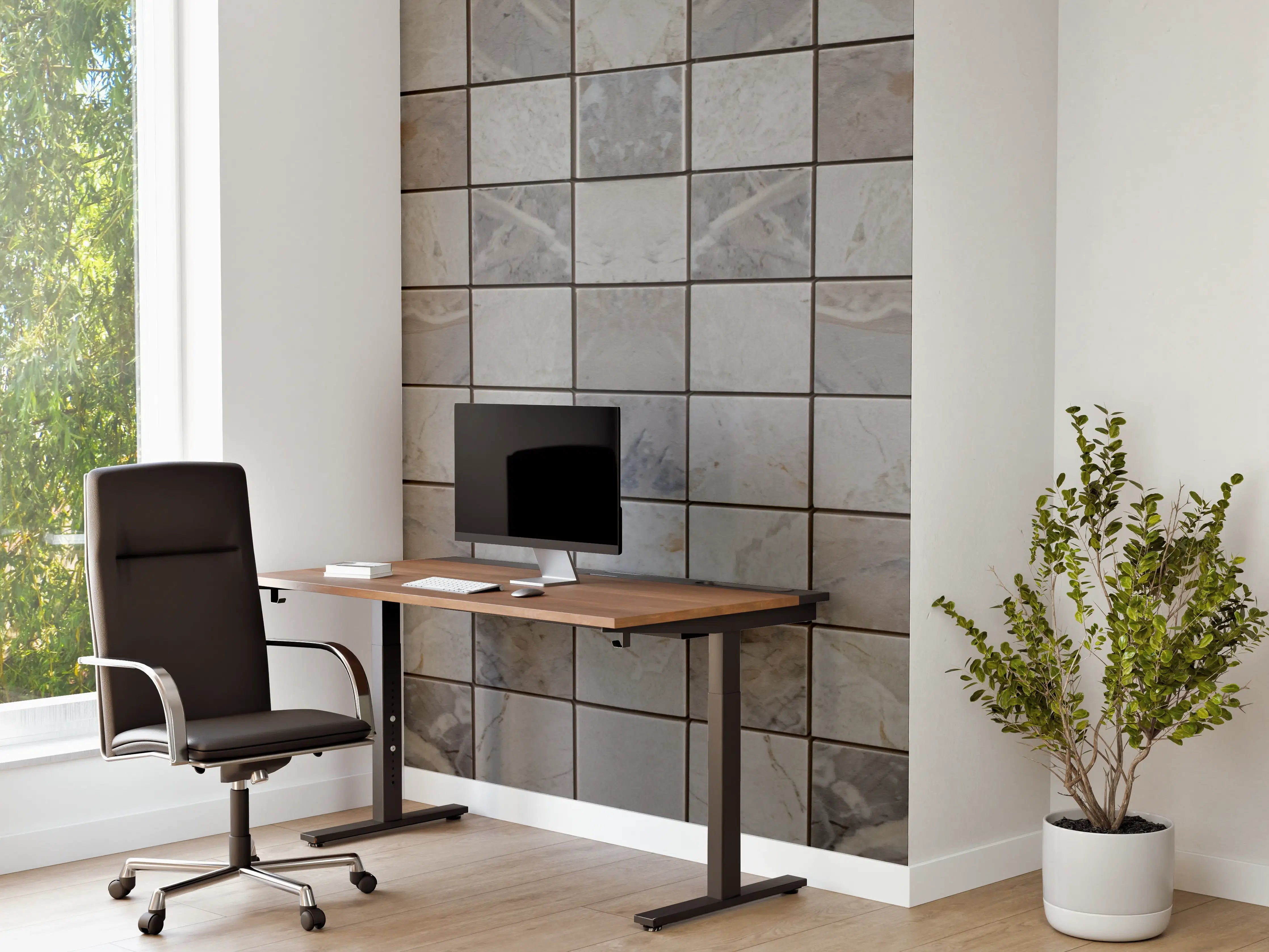 Büro Wandgestaltung - Graue Mosaikwand mit feiner Struktur