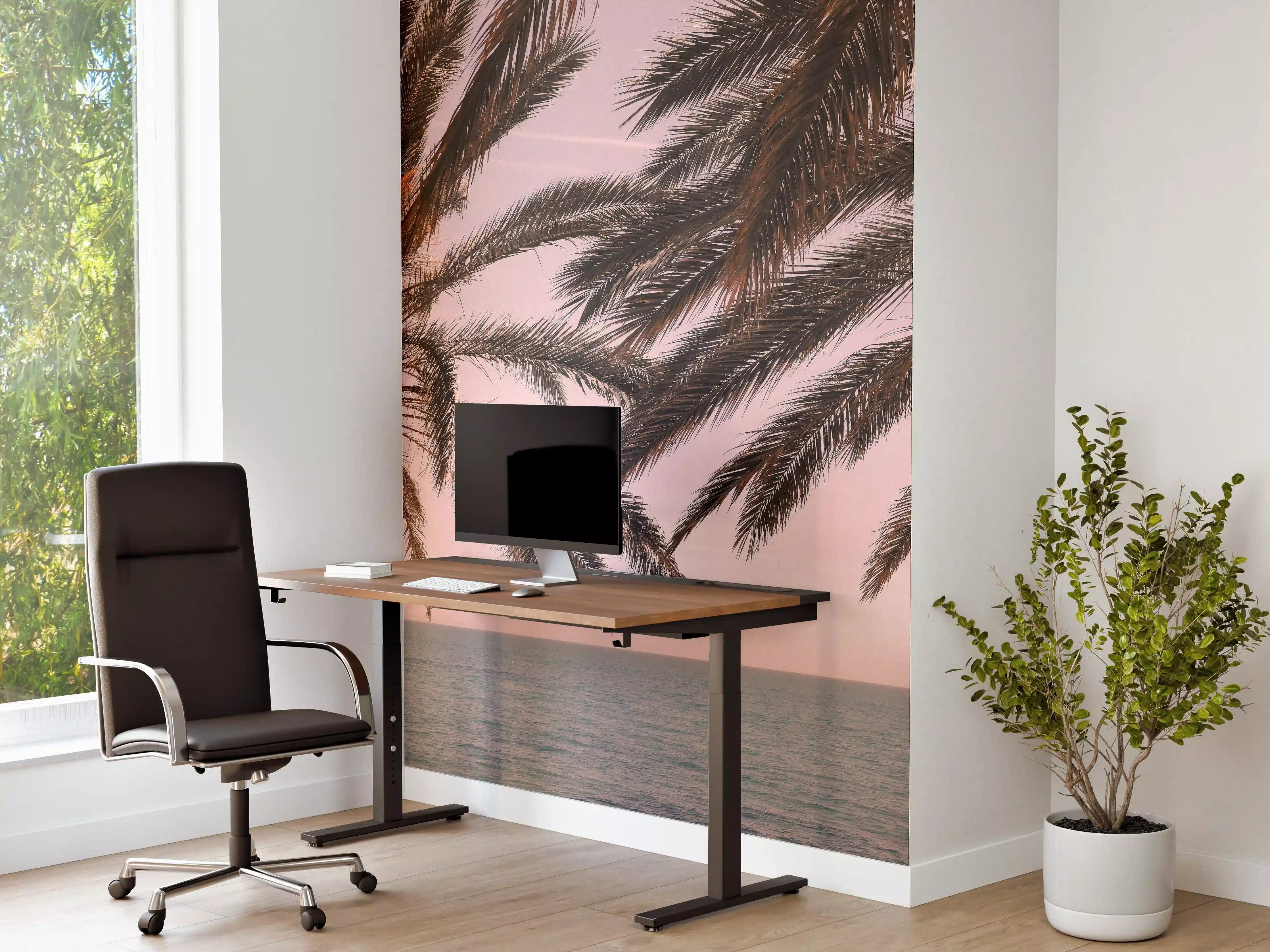 Büro Wandgestaltung - Graue Palmen im Abendlicht