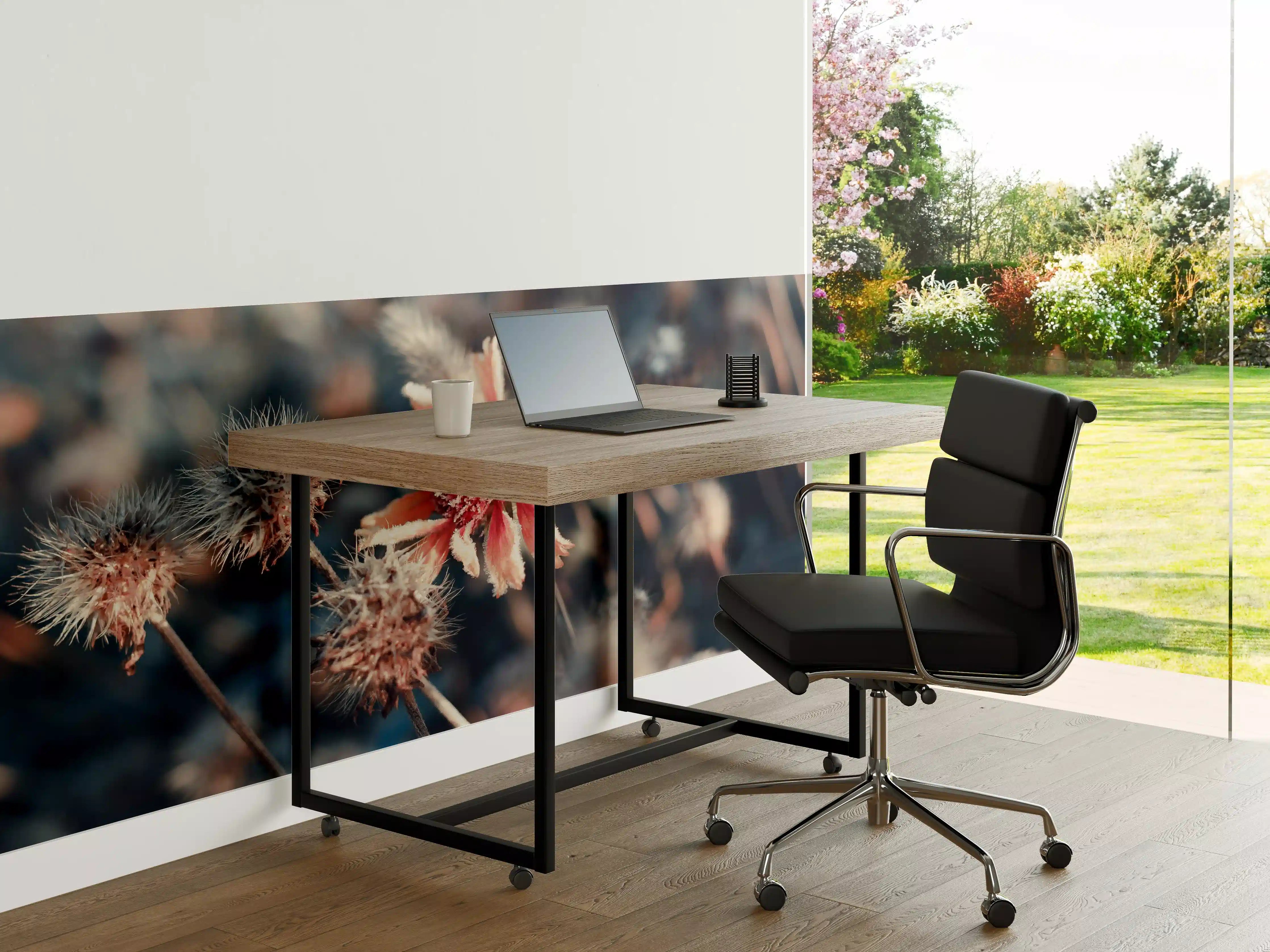 Büro Wandgestaltung - Graue Schatten in Blüten