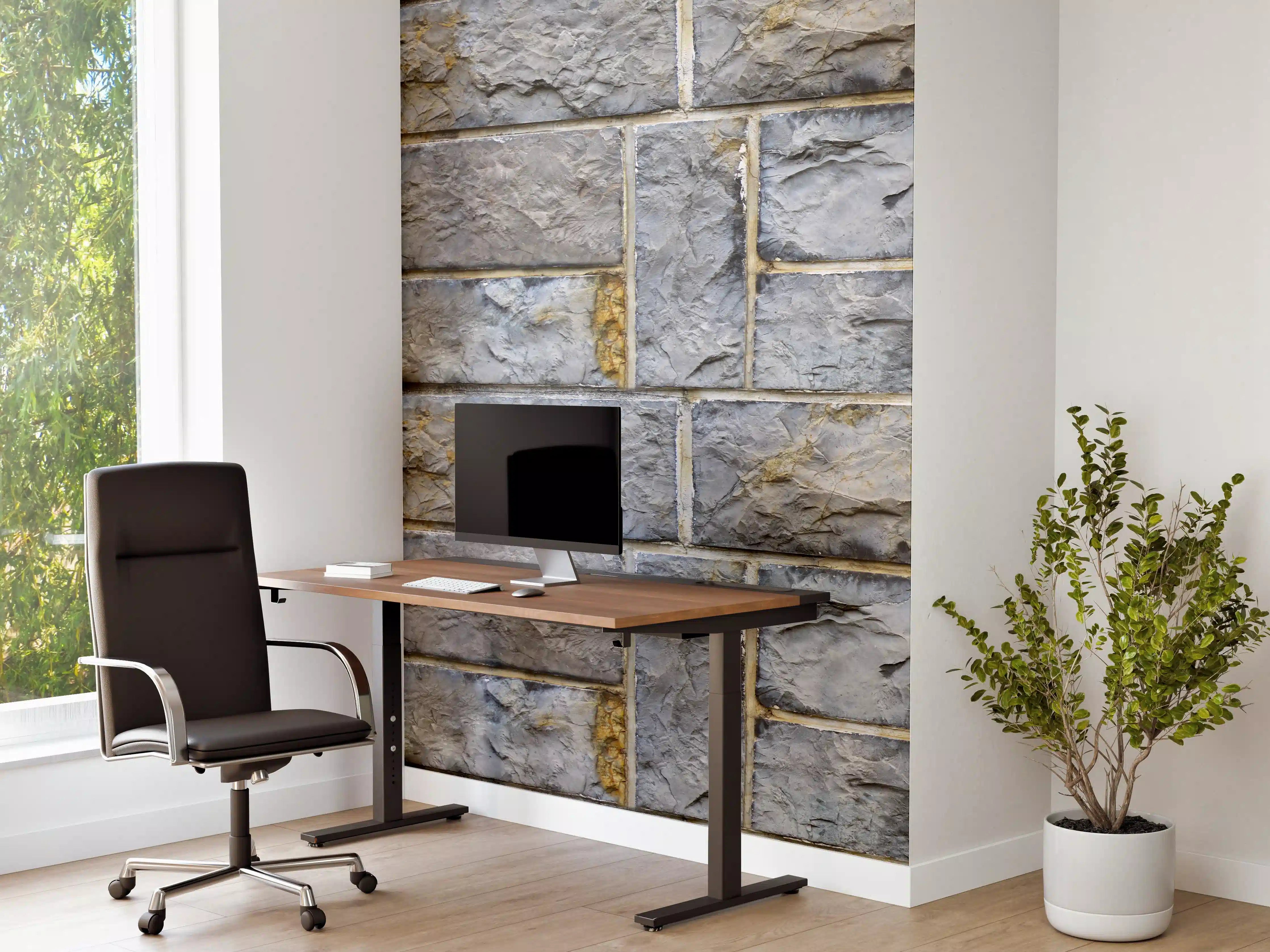 Büro Wandgestaltung - Graue Schnittsteinmauer