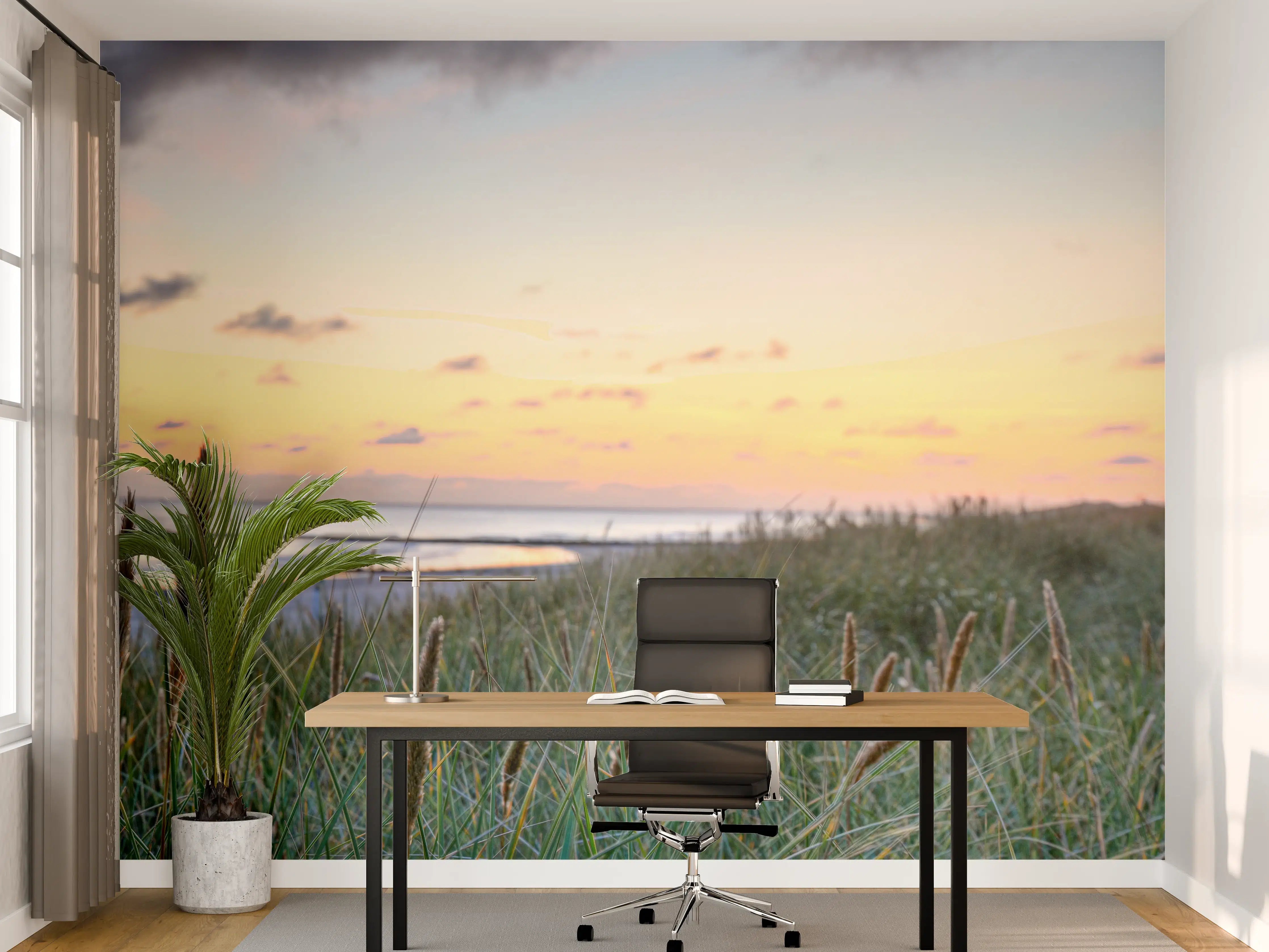 Büro Wandgestaltung - Graue Sonnenuntergangsküste