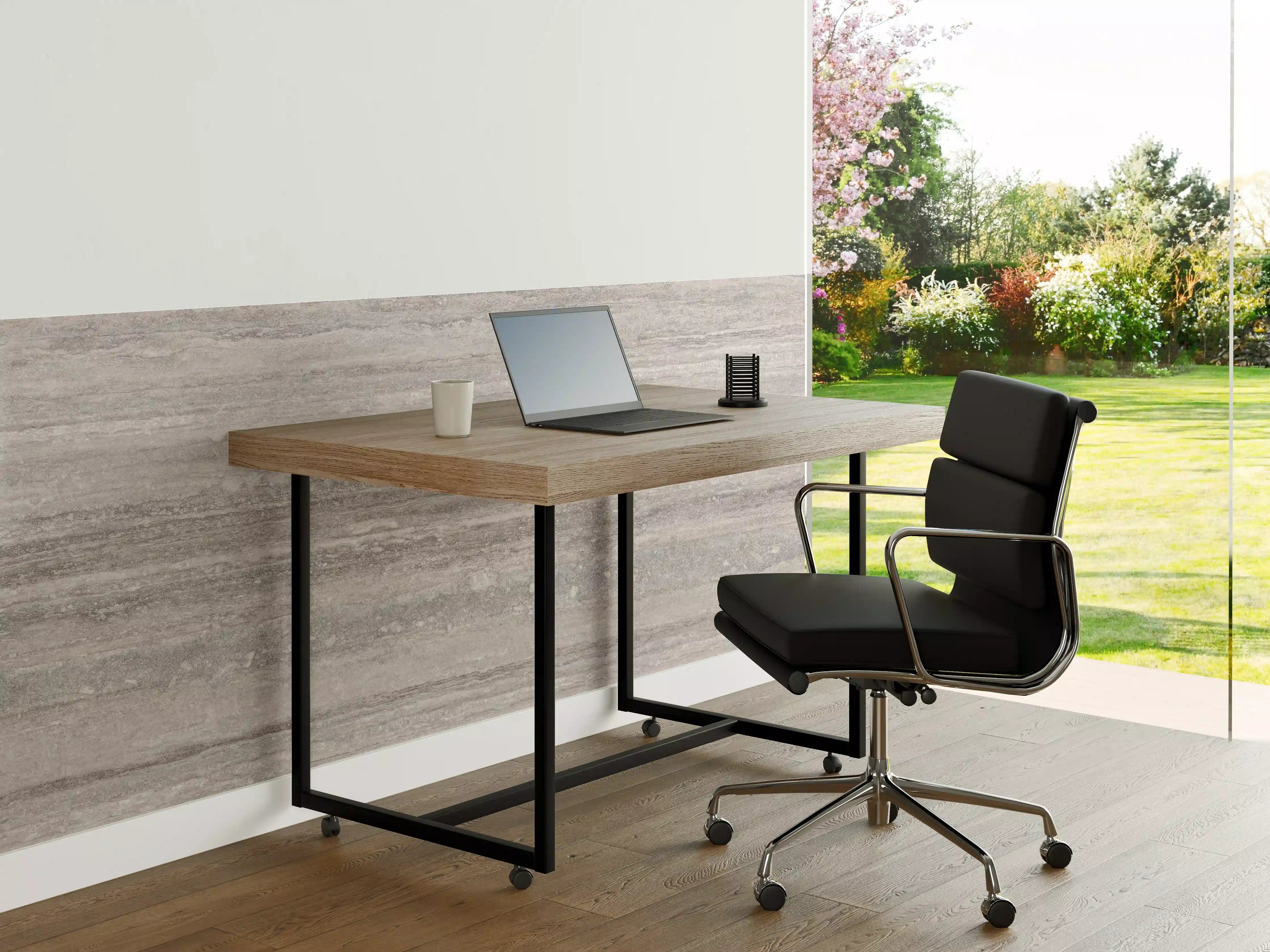 Büro Wandgestaltung - Grauer Travertin Stein