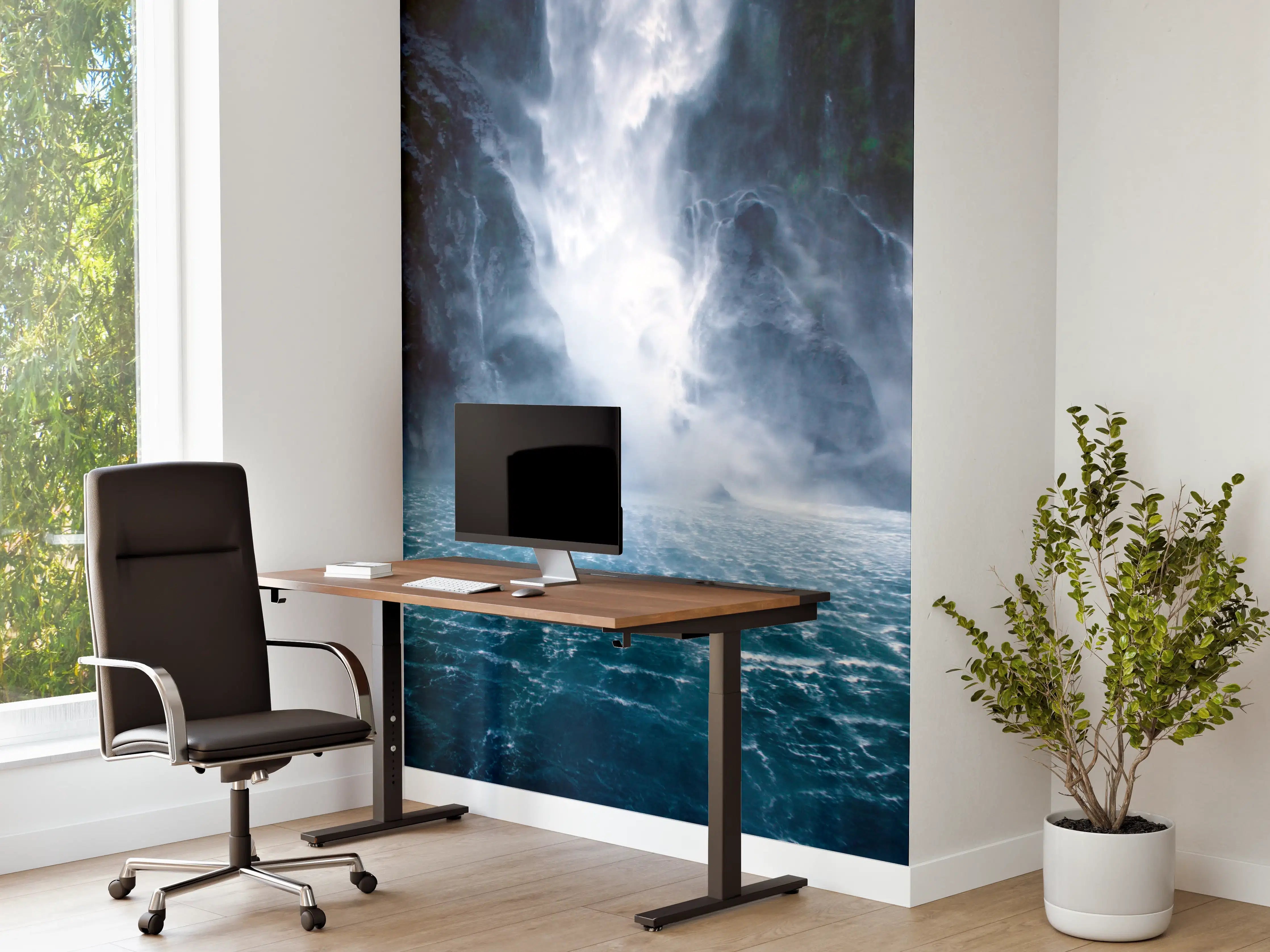 Büro Wandgestaltung - Grauer Wasserfall im Blau