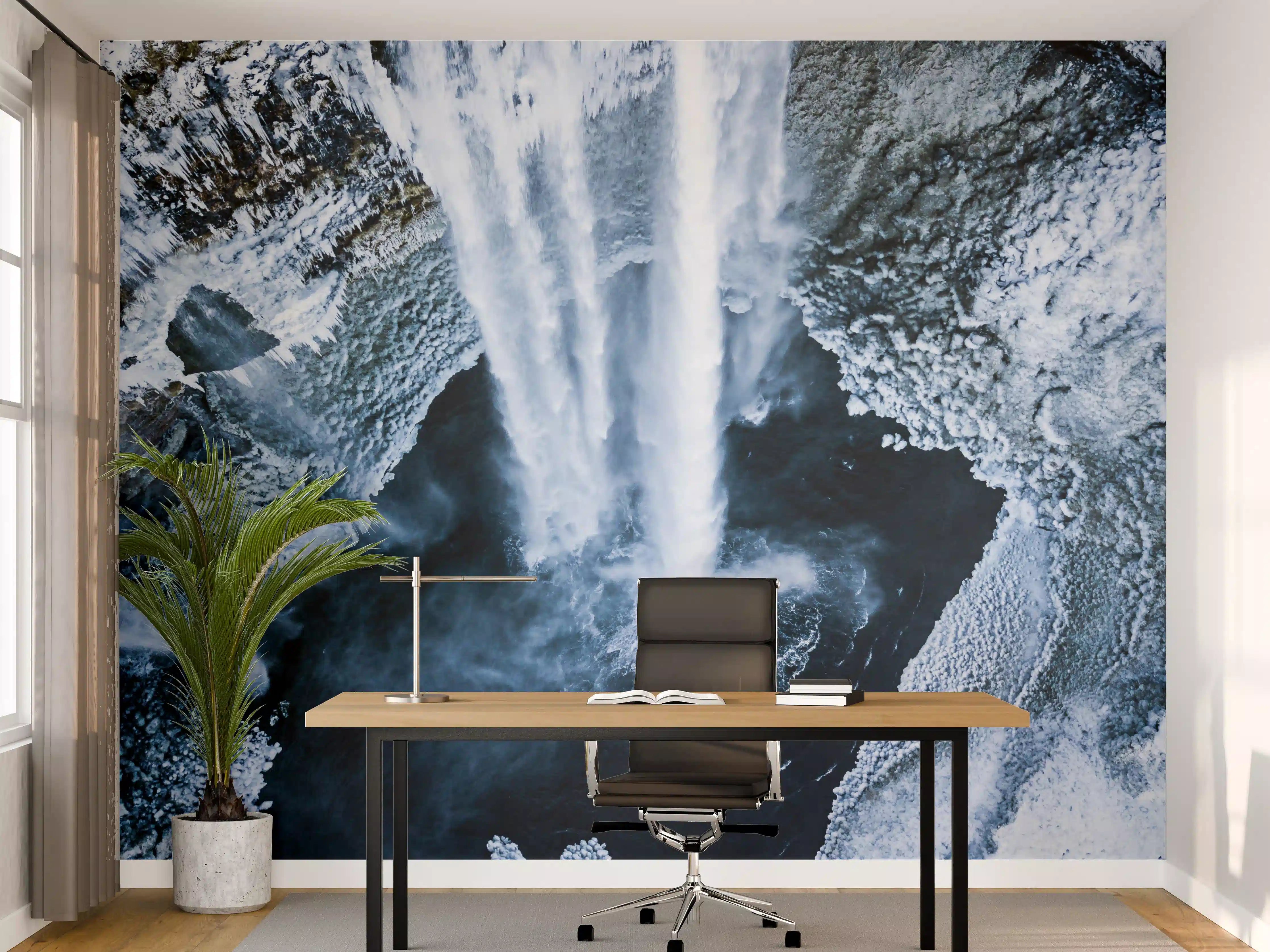Büro Wandgestaltung - Grauer Wasserfall im Frost