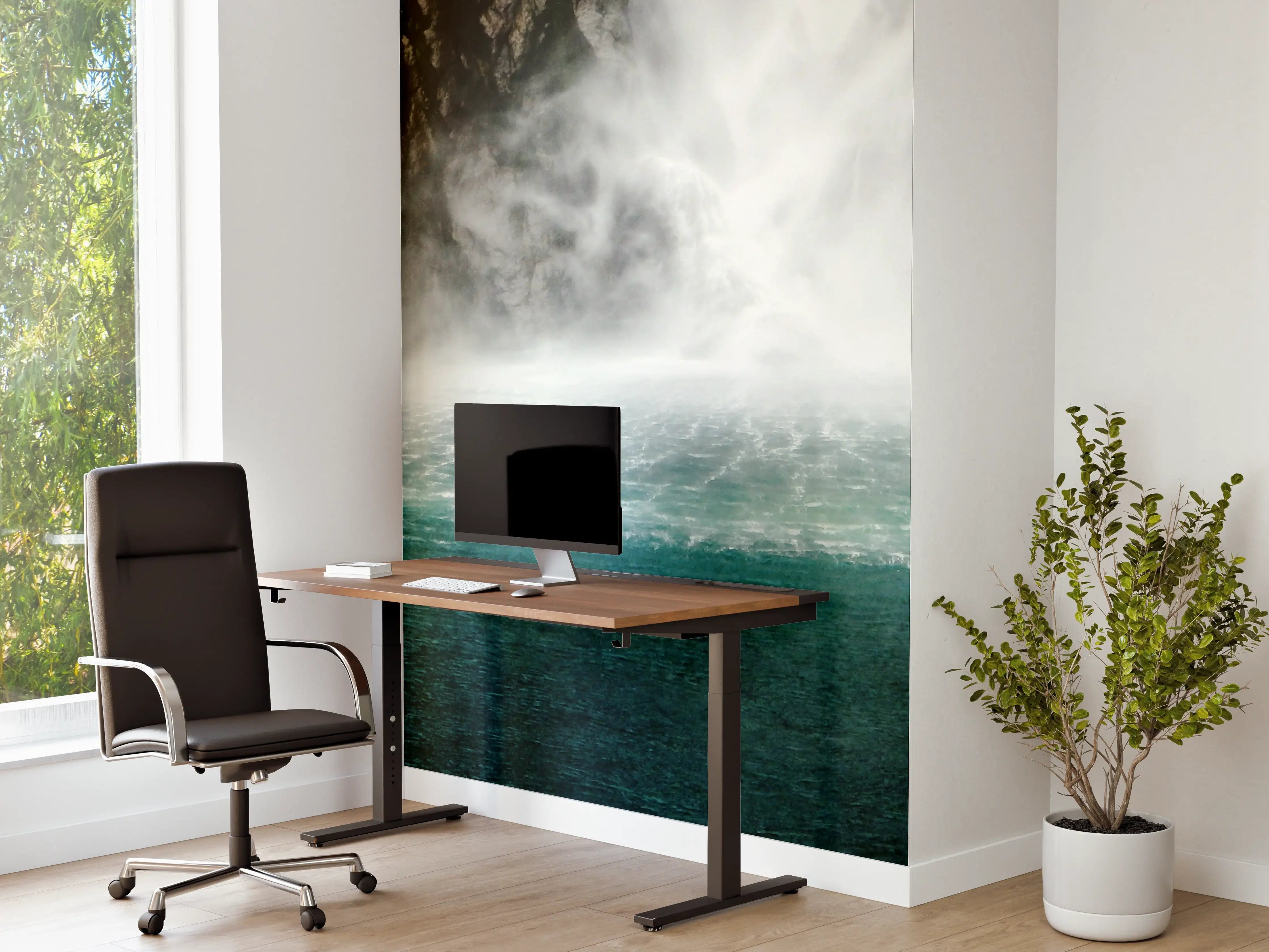 Büro Wandgestaltung - Grauer Wasserfall im Naturschein