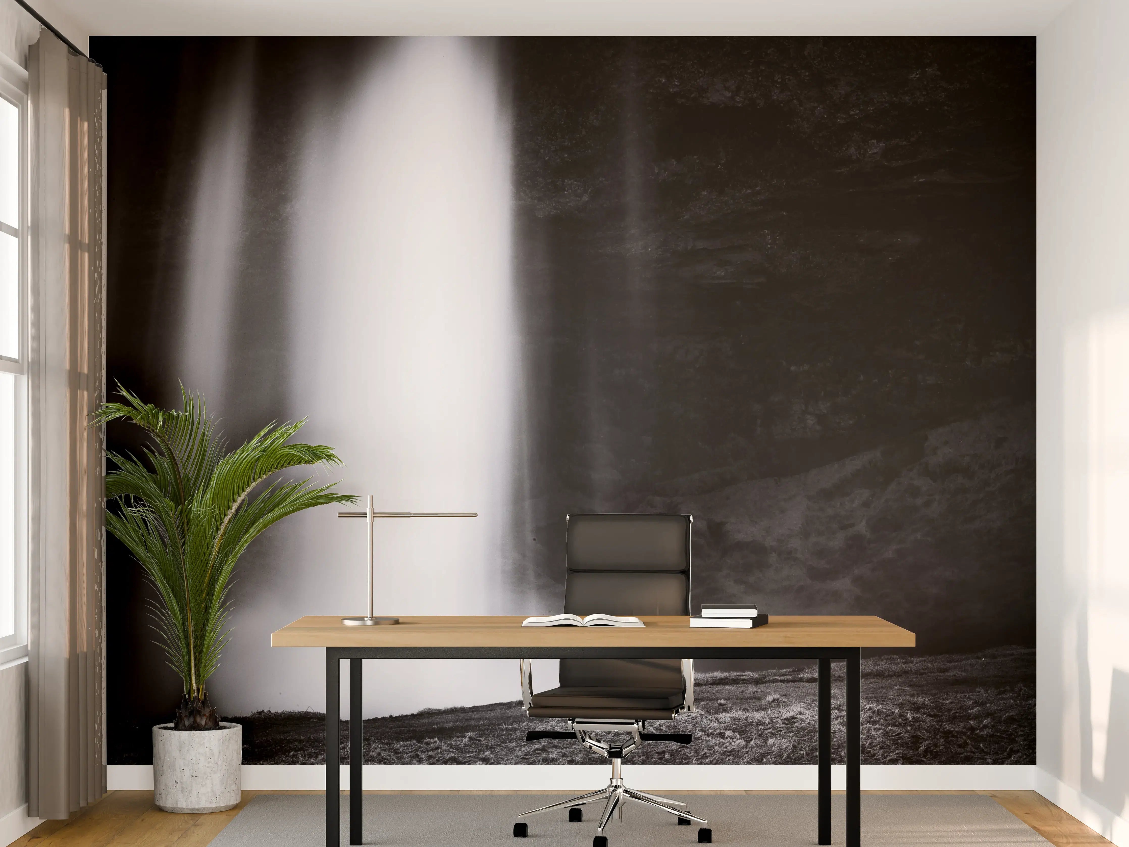 Büro Wandgestaltung - Grauer Wasserfall in Schatten