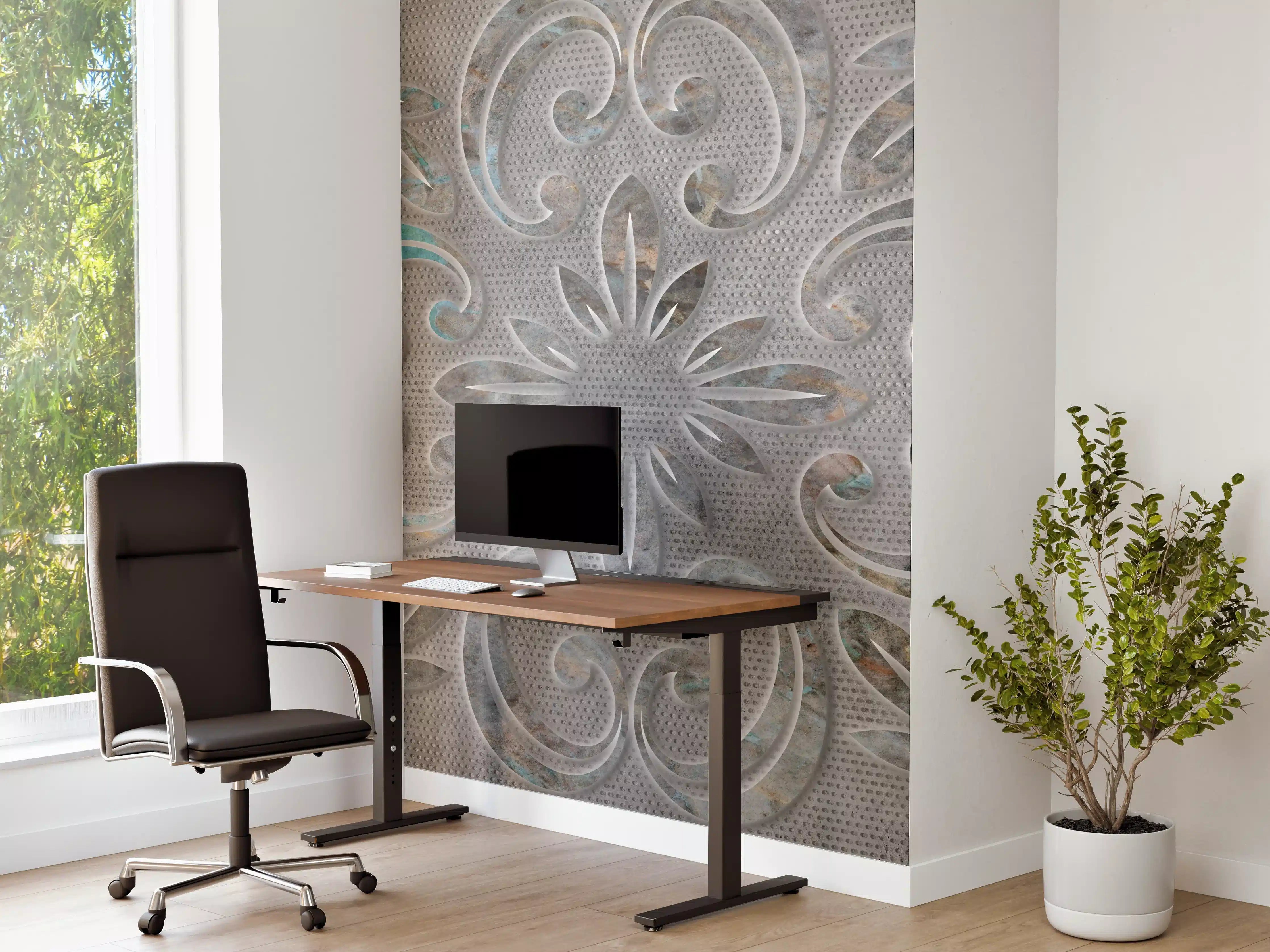 Büro Wandgestaltung - Graues Ornamentmuster - Zementwandtextur