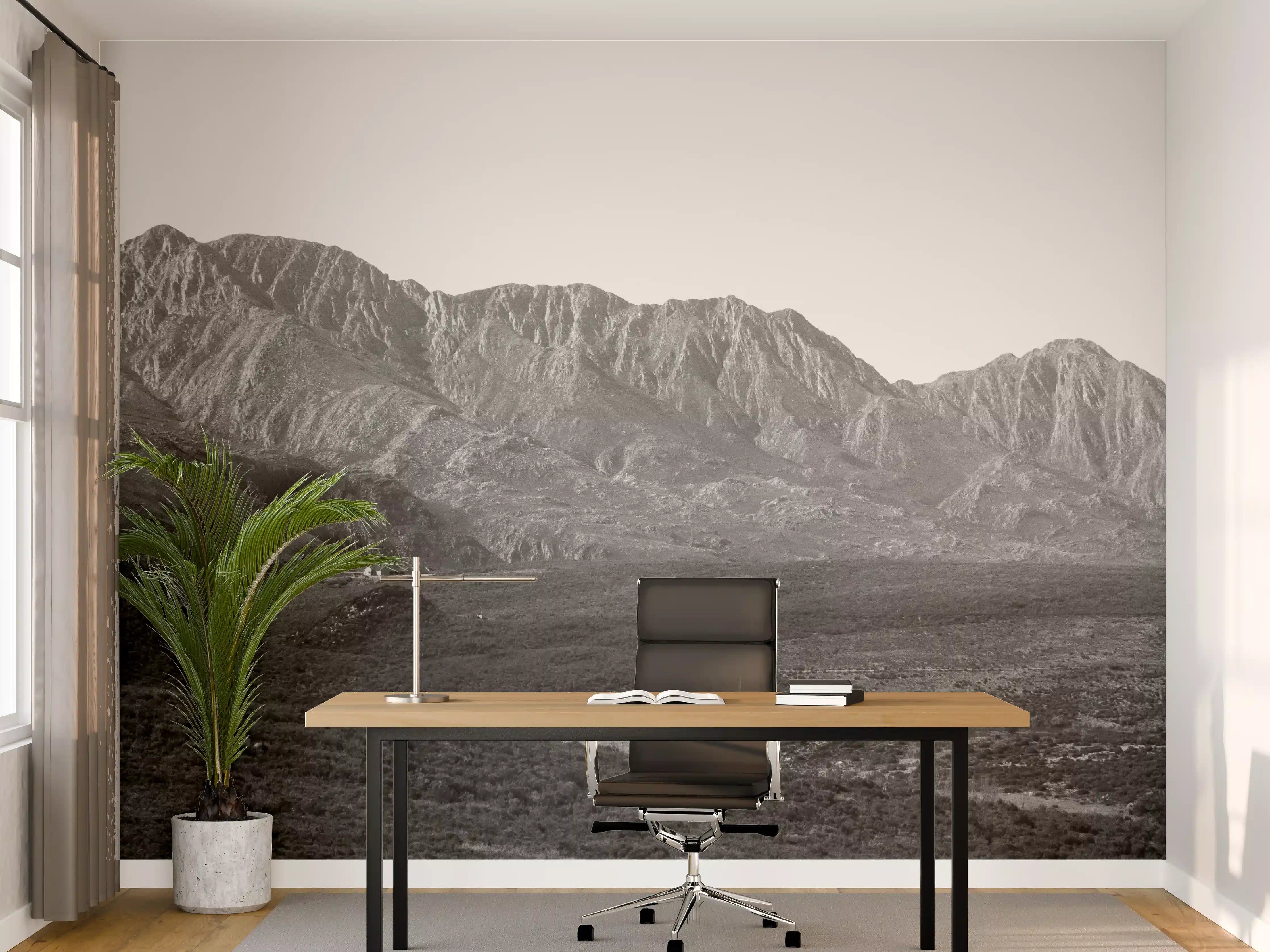 Büro Wandgestaltung - Graustufen Bergpanorama