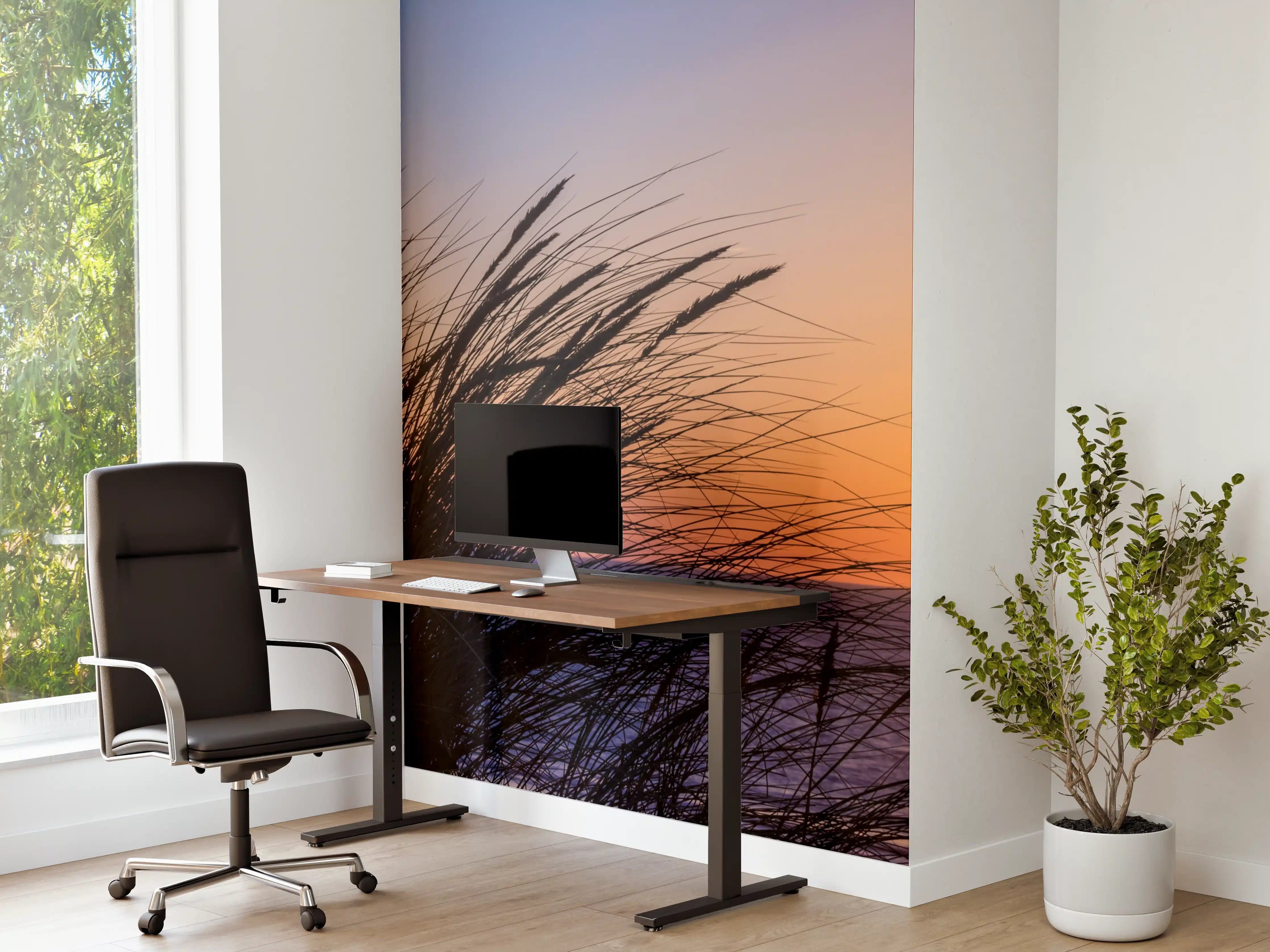Büro Wandgestaltung - Grauweiser Sonnenuntergang am Wasser