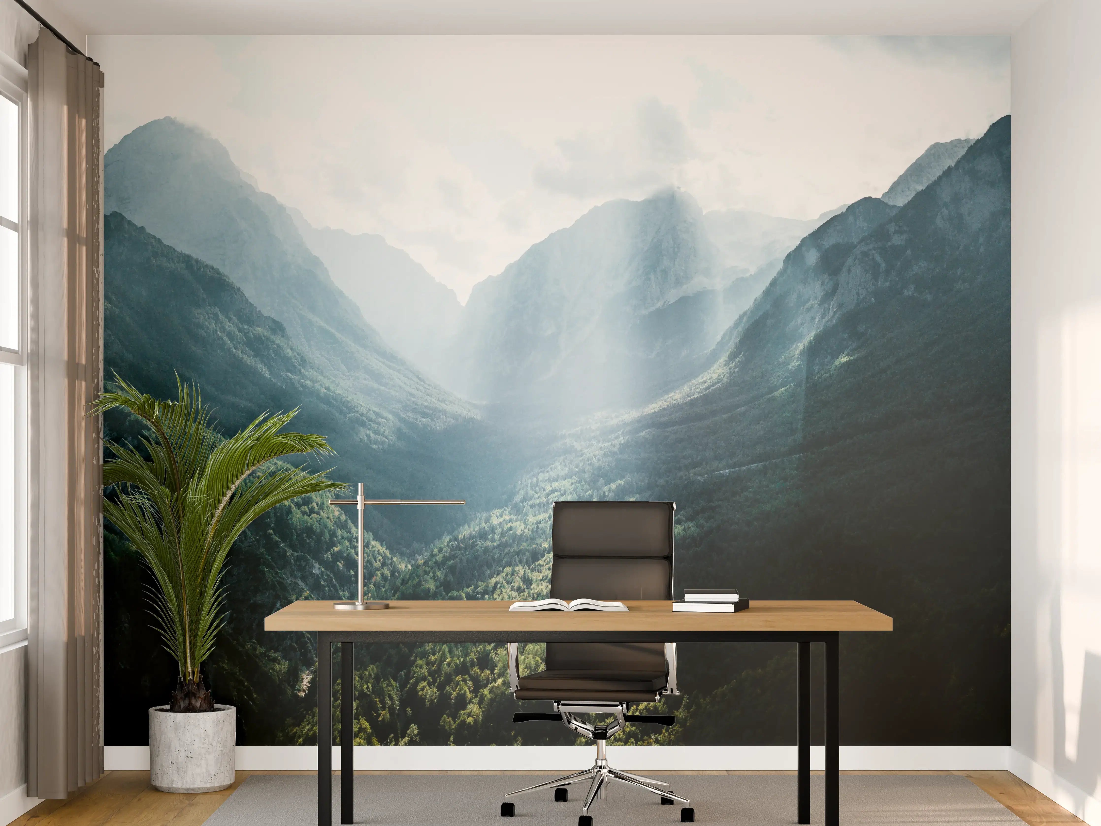 Büro Wandgestaltung - Grauweiße Bergsonne