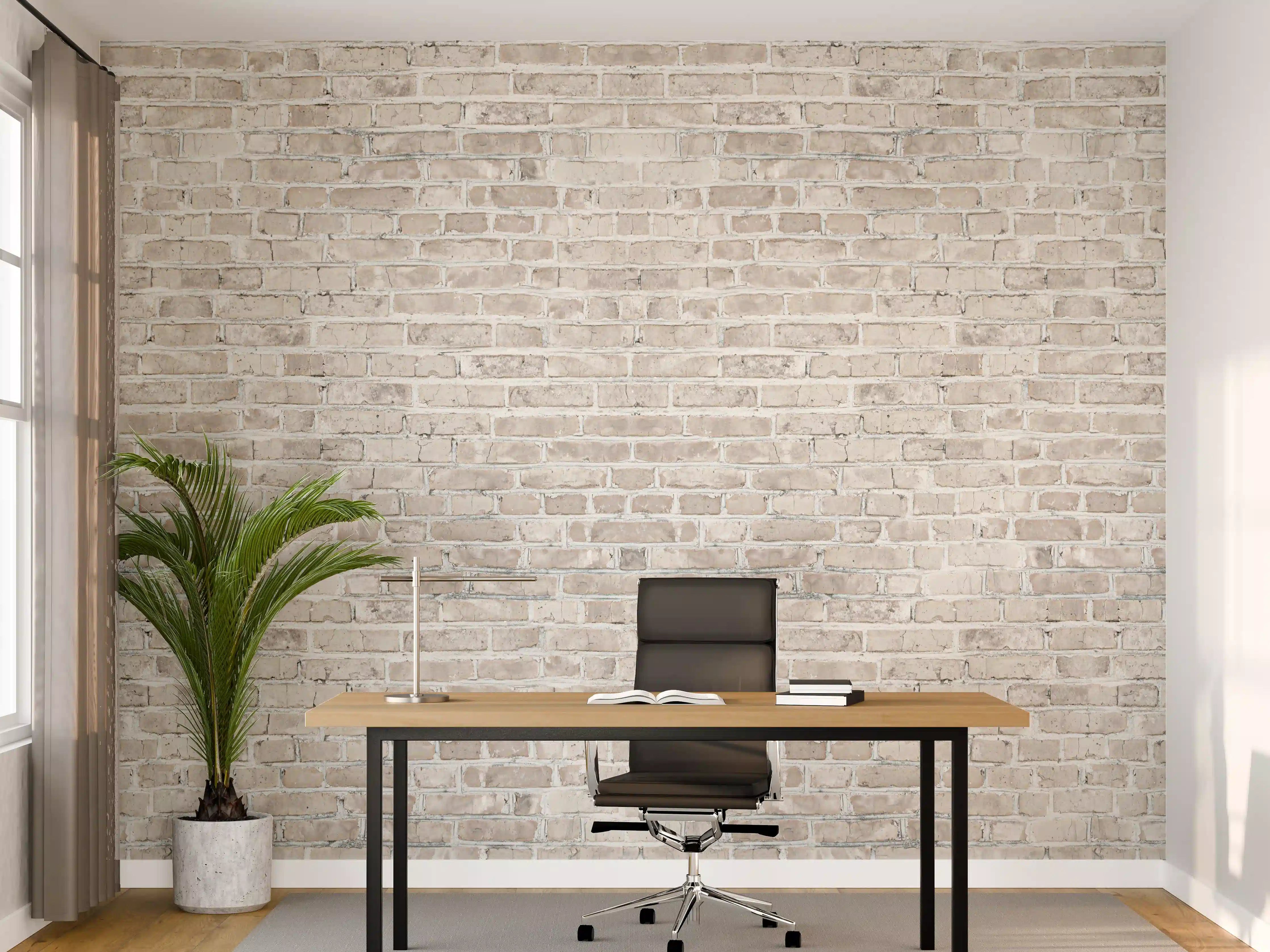 Büro Wandgestaltung - Grauweißer Backsteinblick