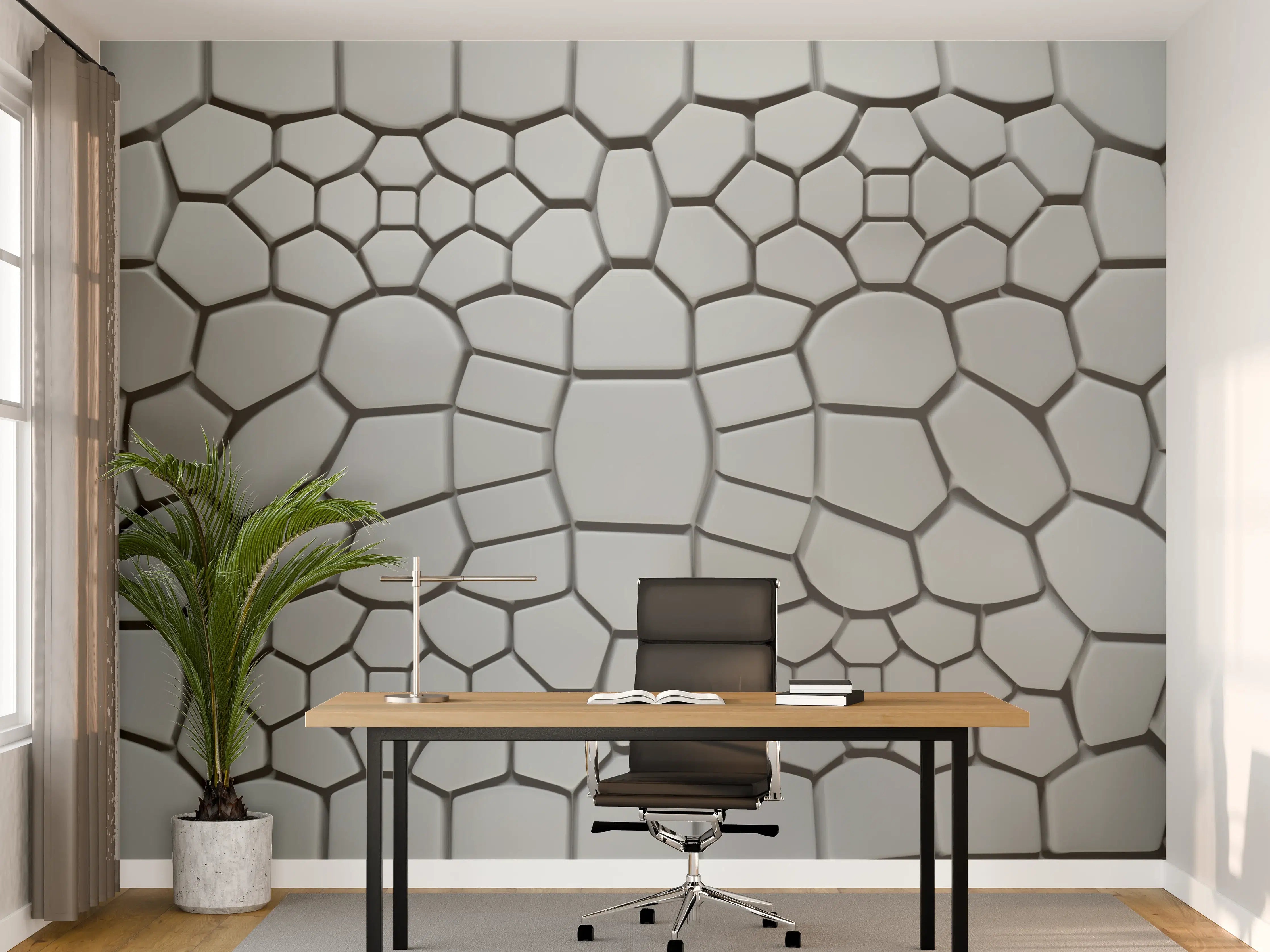 Büro Wandgestaltung - Grauweißes Marmorrelief
