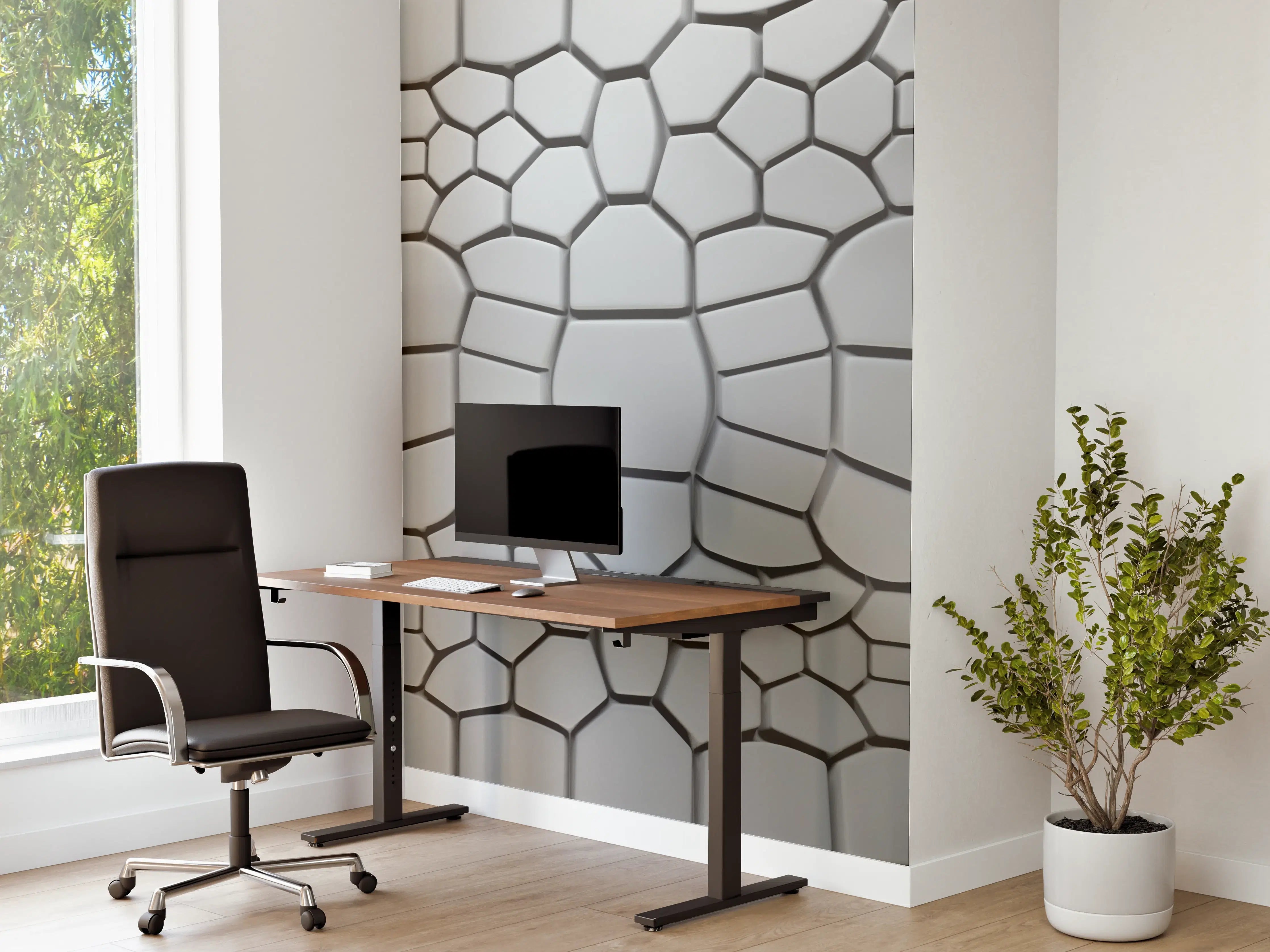 Büro Wandgestaltung - Grauweißes Marmorrelief