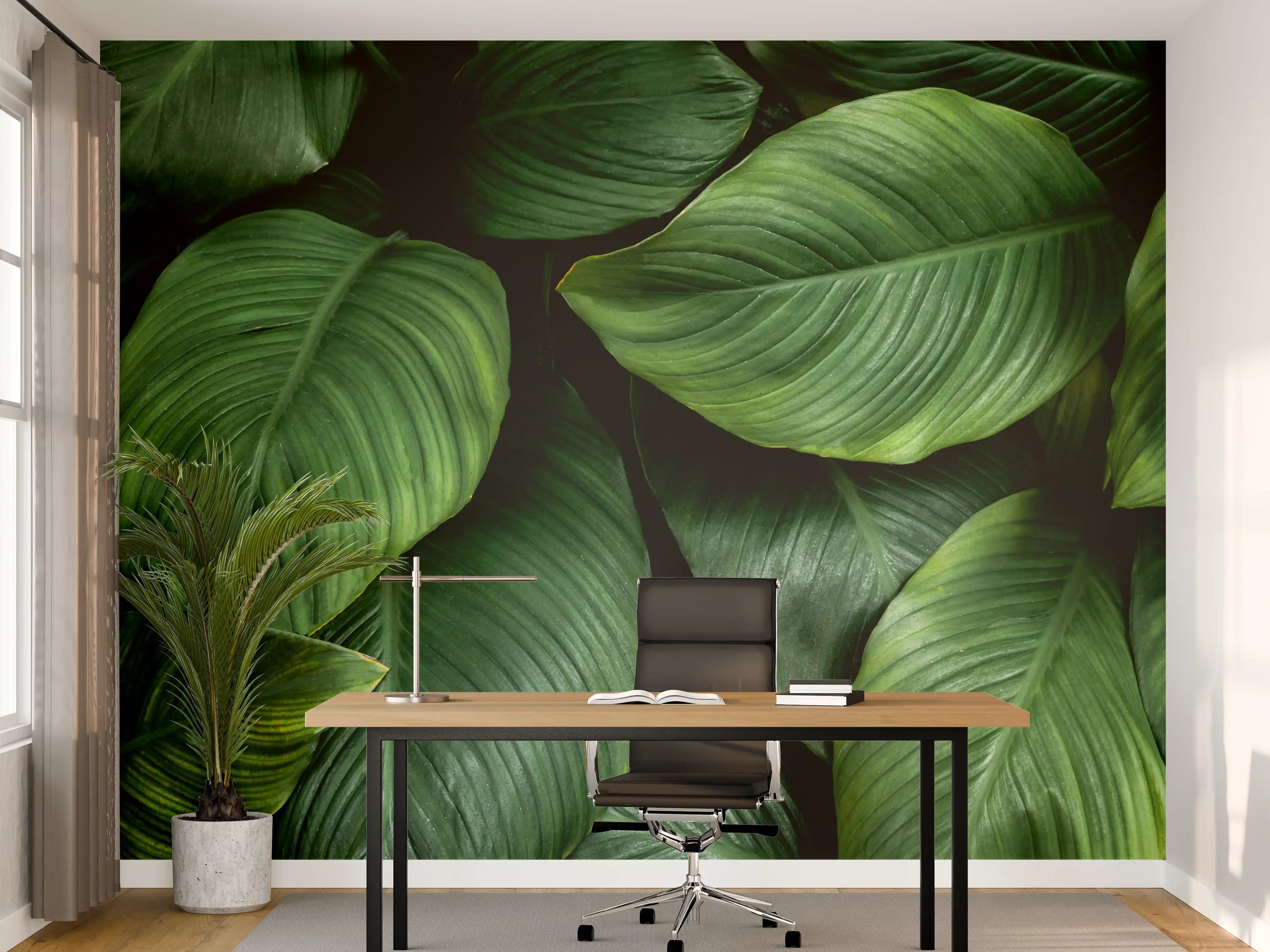 Büro Wandgestaltung - Große grüne Blätter