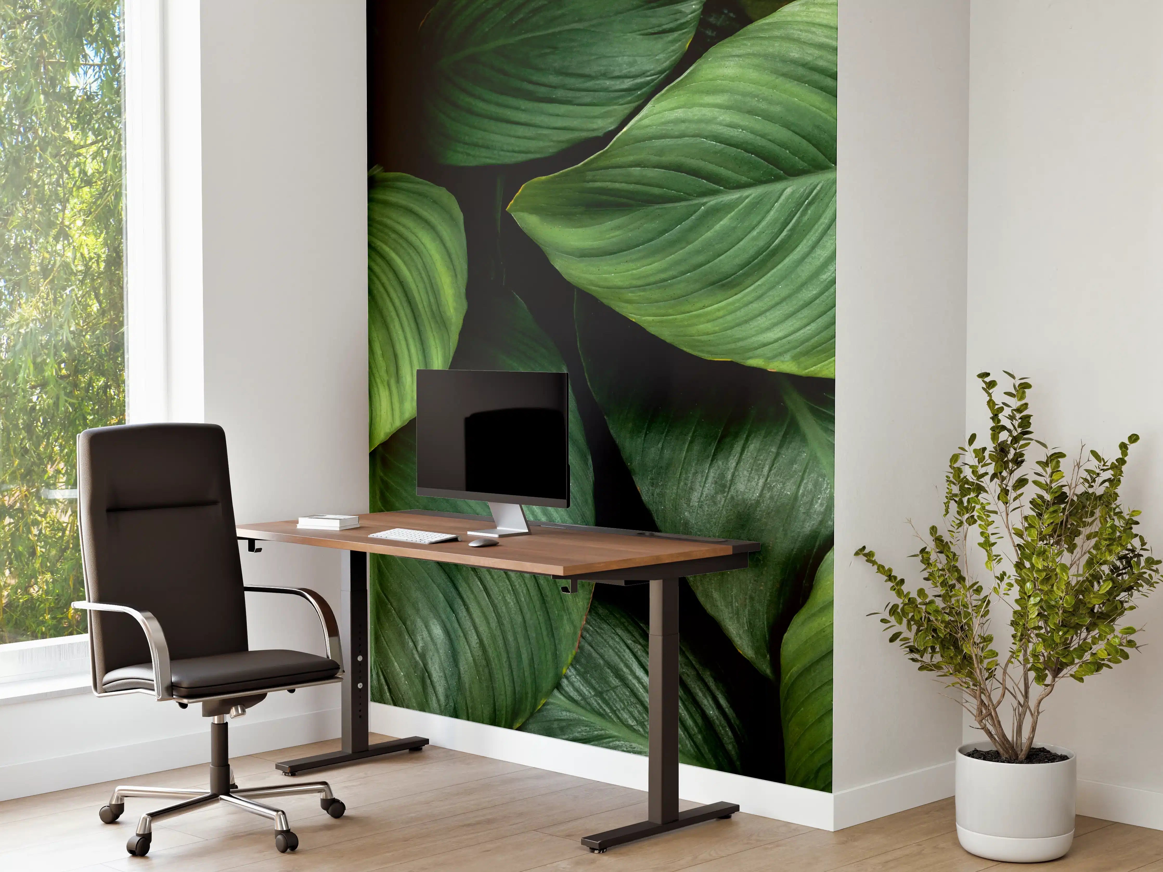 Büro Wandgestaltung - Große grüne Blätter