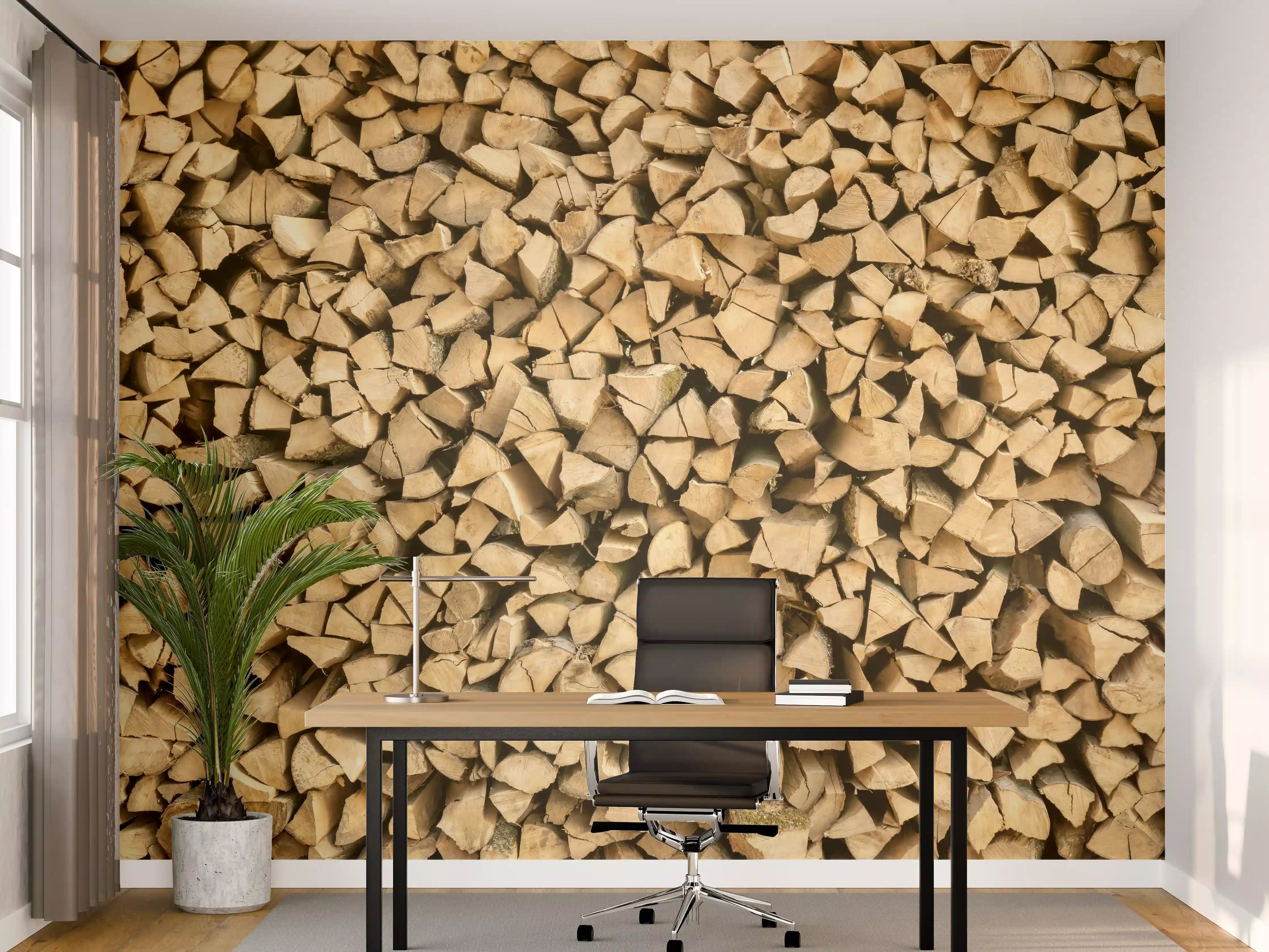 Büro Wandgestaltung - Großer Haufen Holzscheite