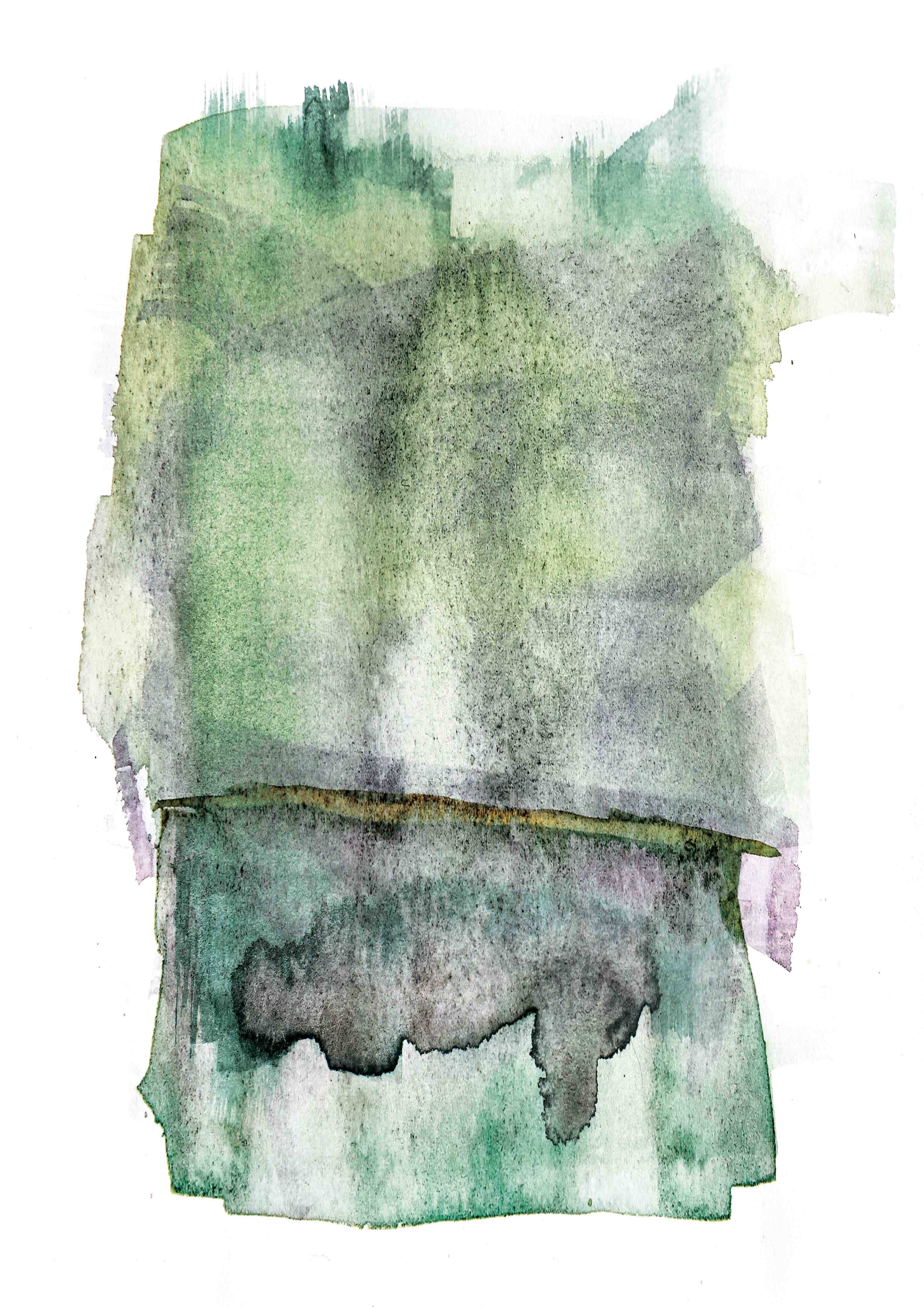 Büro Wandgestaltung-Grün-weiße Aquarellmalerei