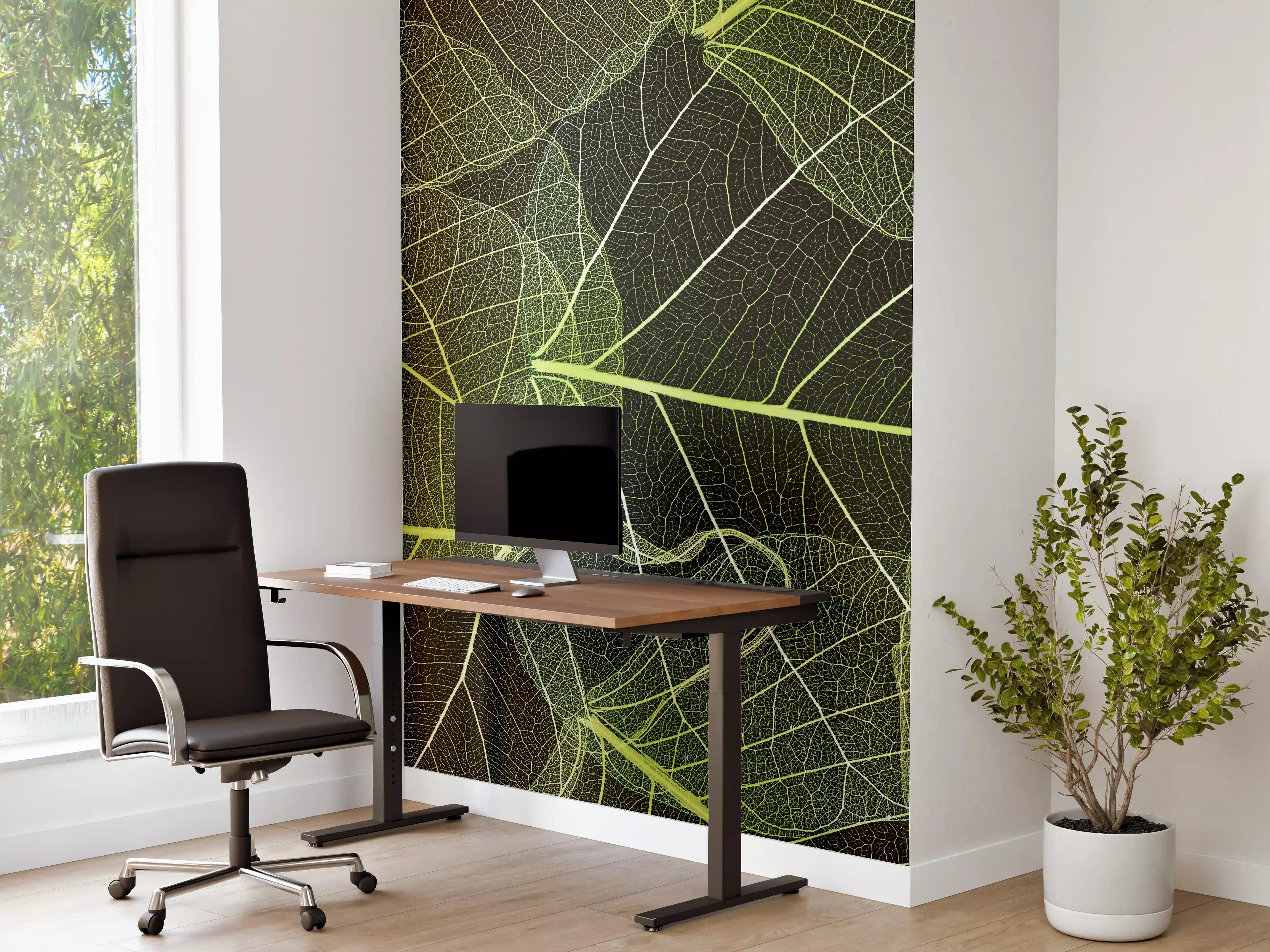 Büro Wandgestaltung - Grüne Blattstruktur Makrofoto