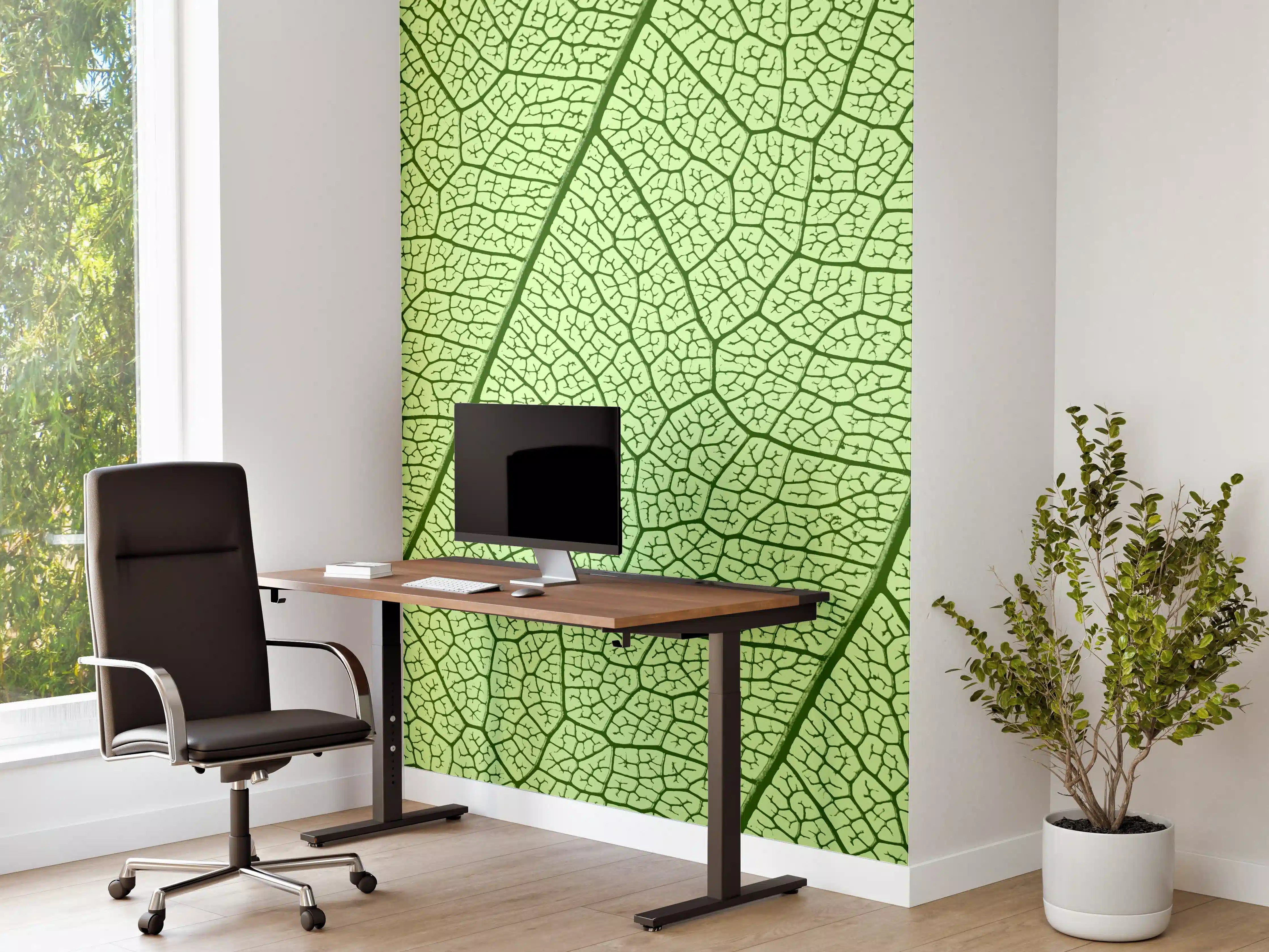Büro Wandgestaltung - Grüne Blattvenen Makroaufnahme