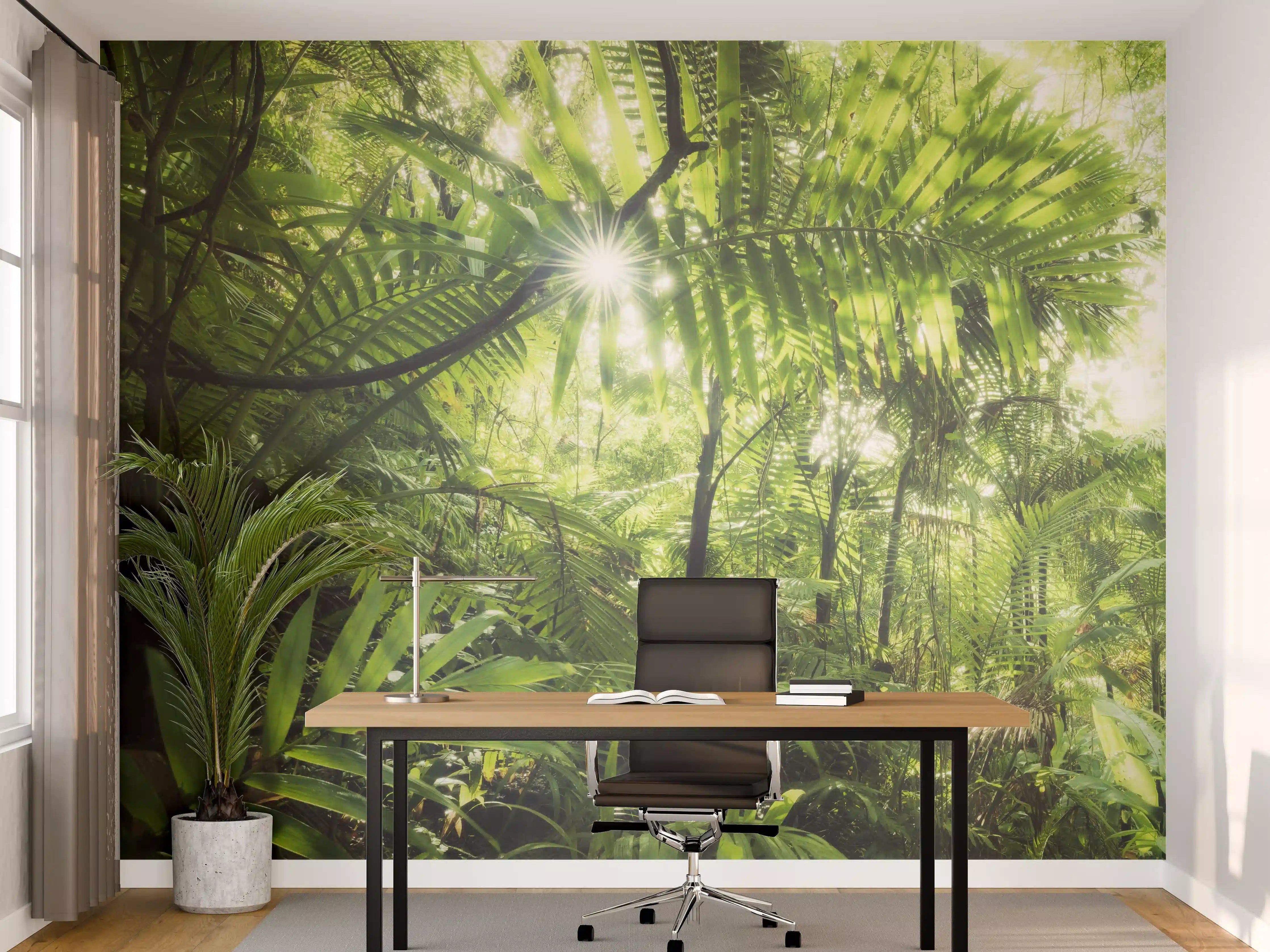 Büro Wandgestaltung - Grüne Dschungel-Lichtspiele