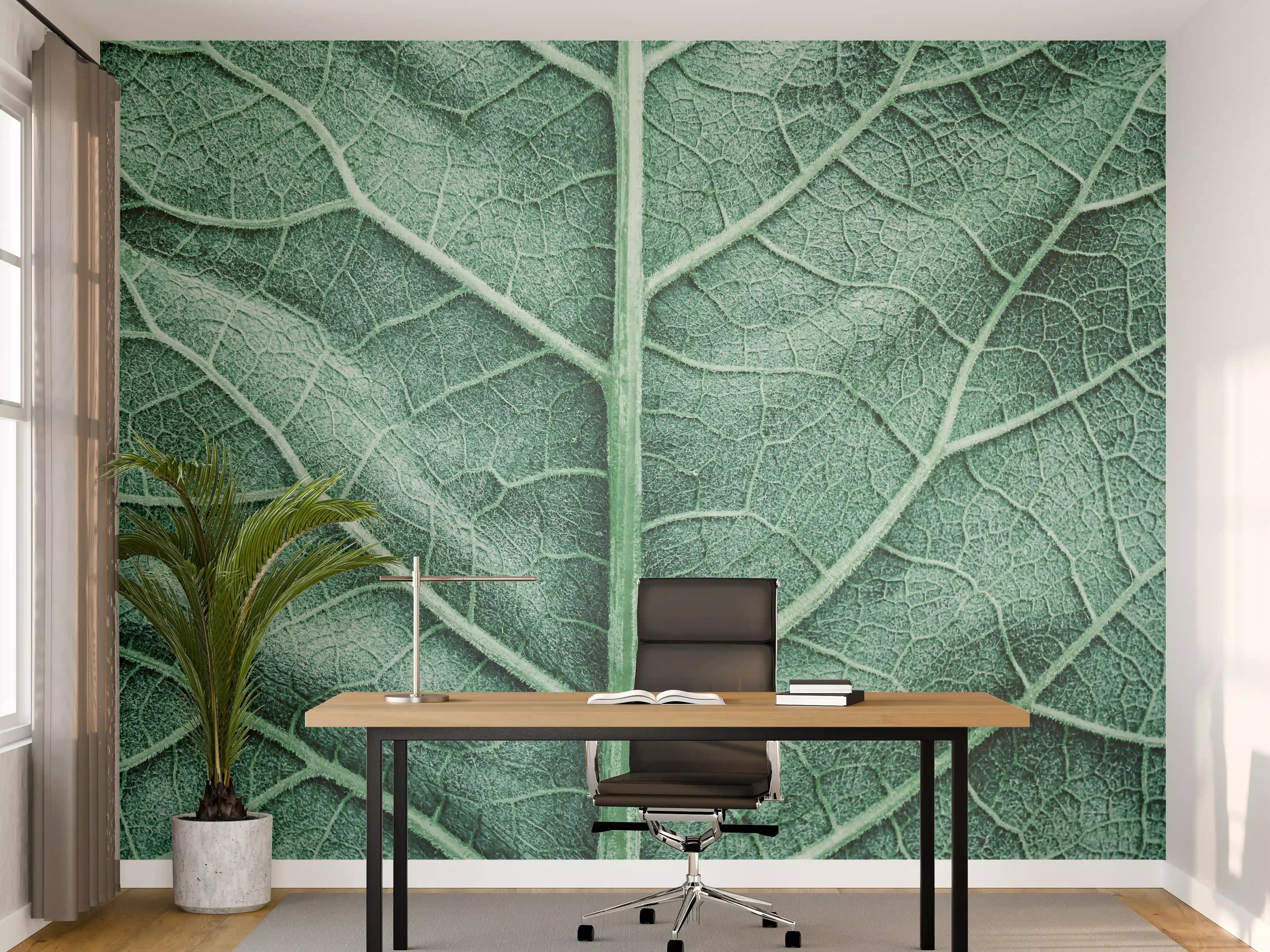 Büro Wandgestaltung - Grüne Klettenblatt-Textur