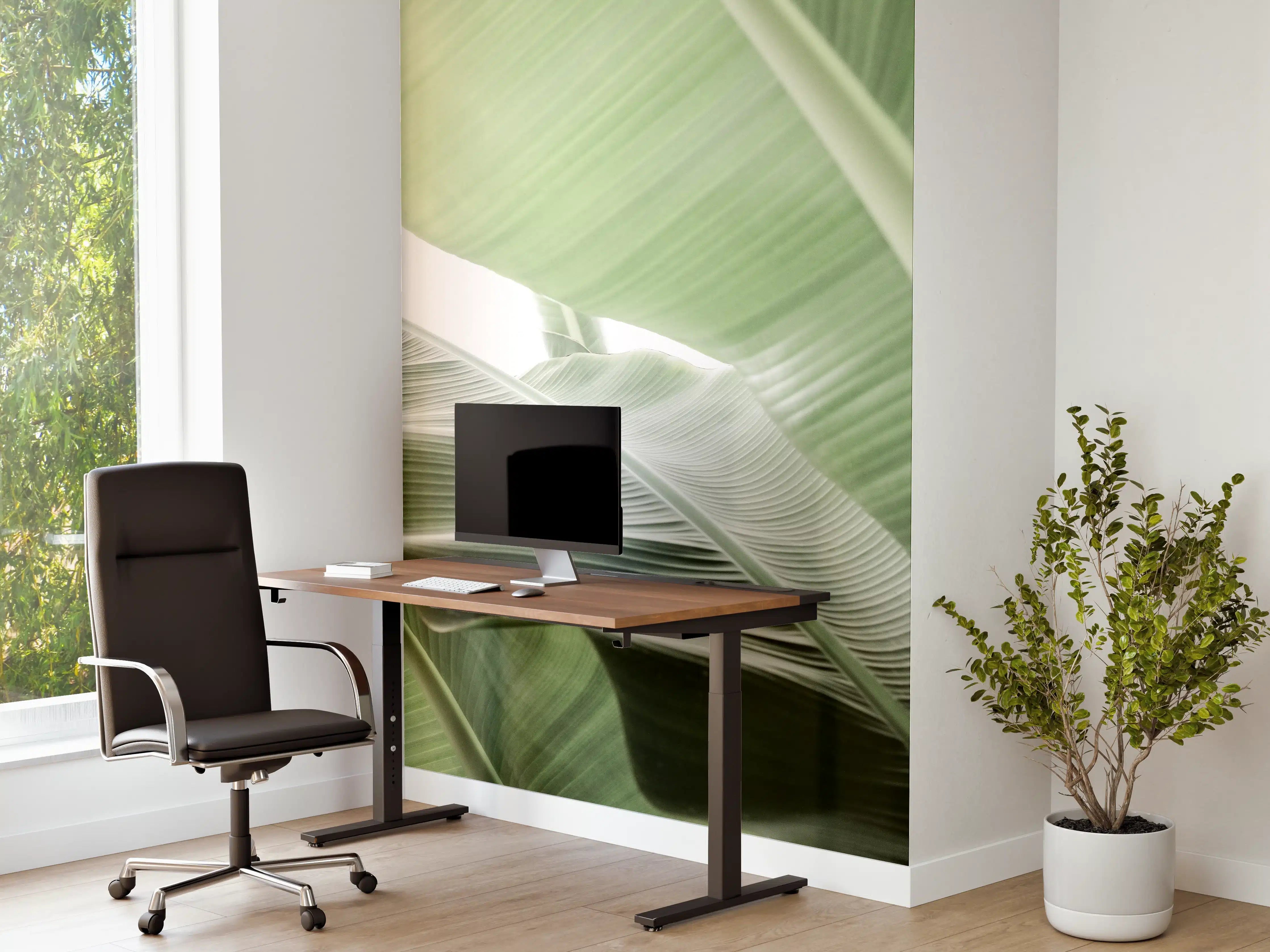 Büro Wandgestaltung - Grüne Tropenblatt-Struktur