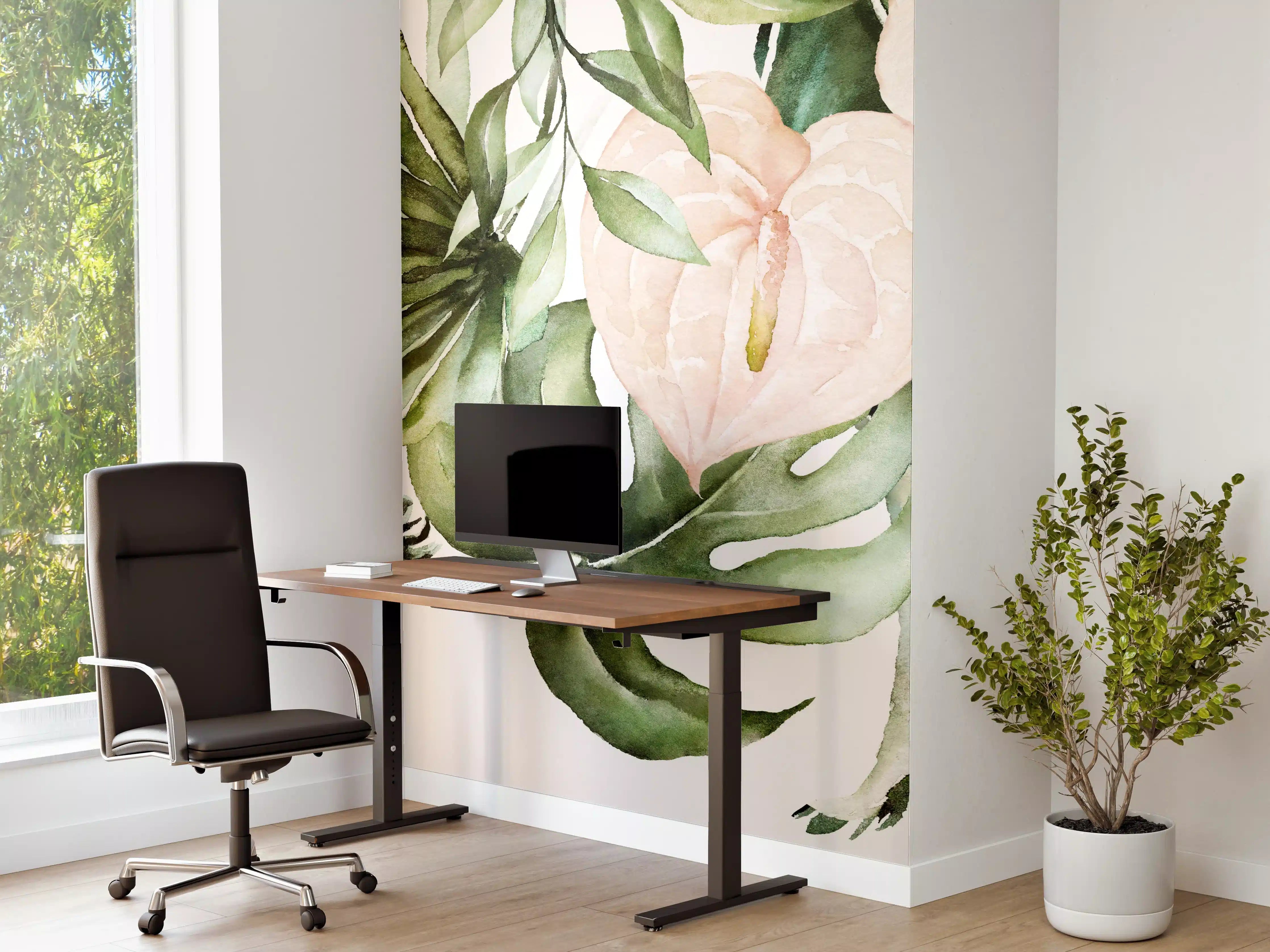 Büro Wandgestaltung - Grüner Dschungel mit exotischen Blumen