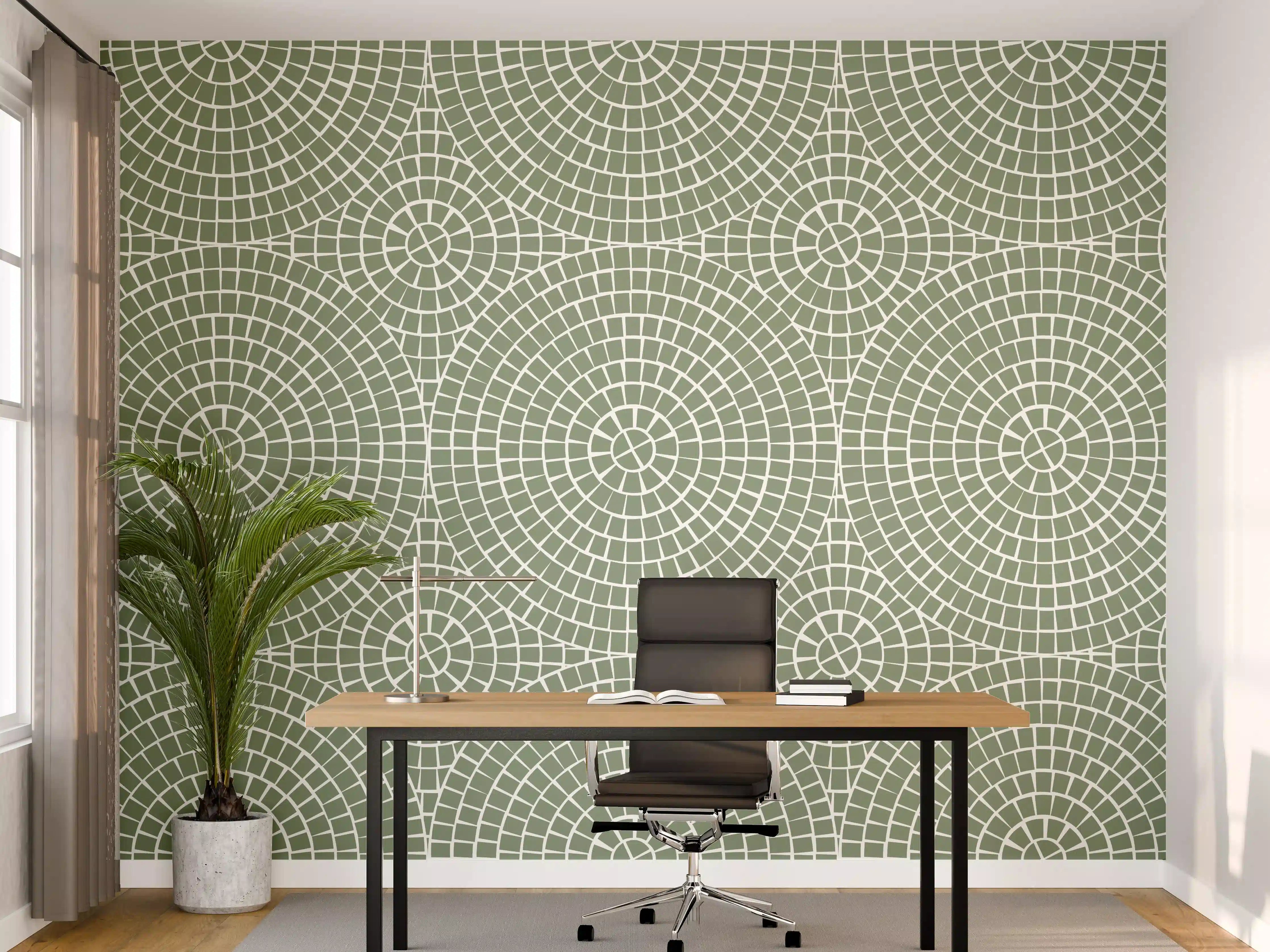 Büro Wandgestaltung - Grüner Mosaik-Textur