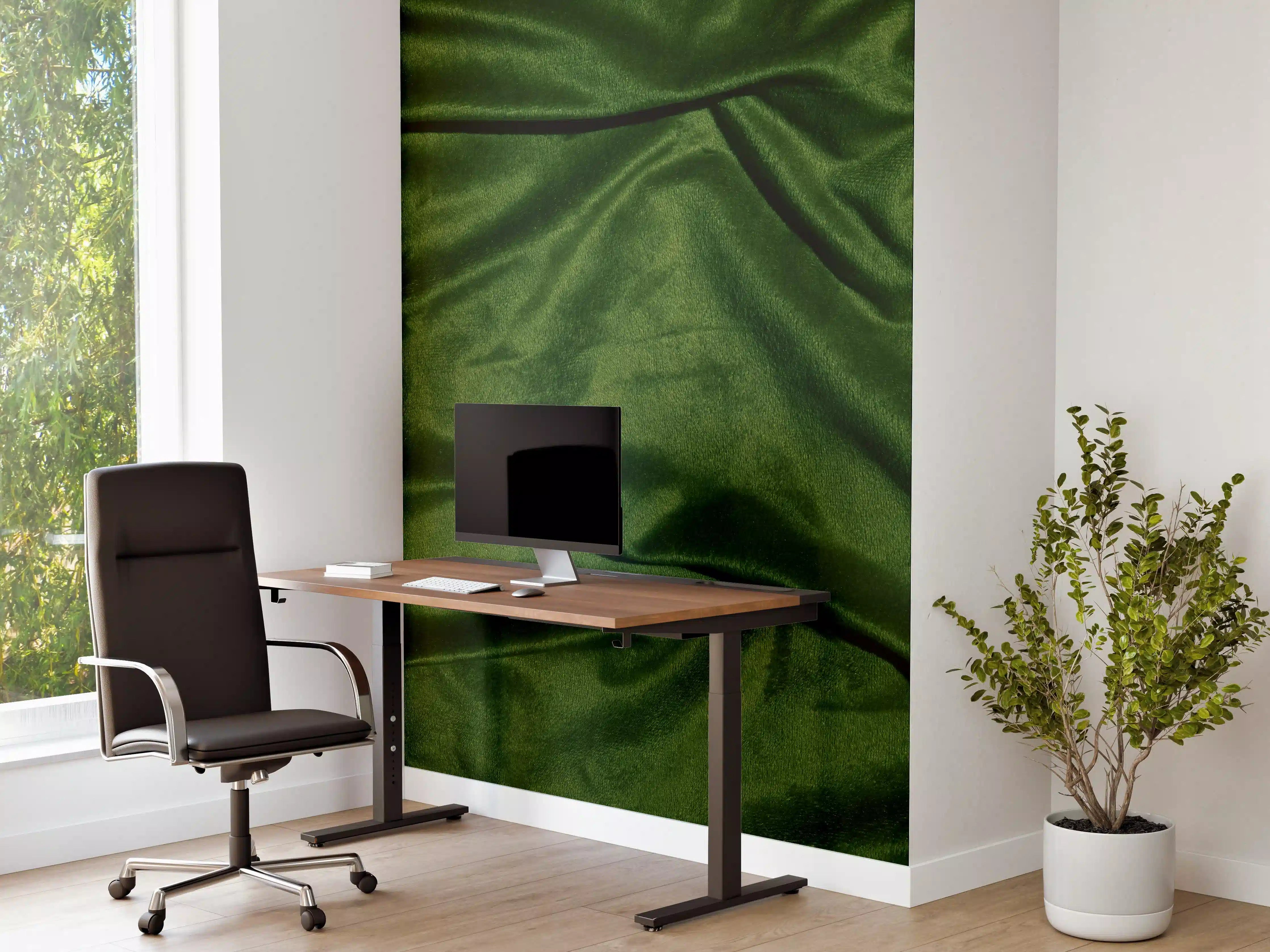 Büro Wandgestaltung - Grüner Seidenstoff Hintergrund