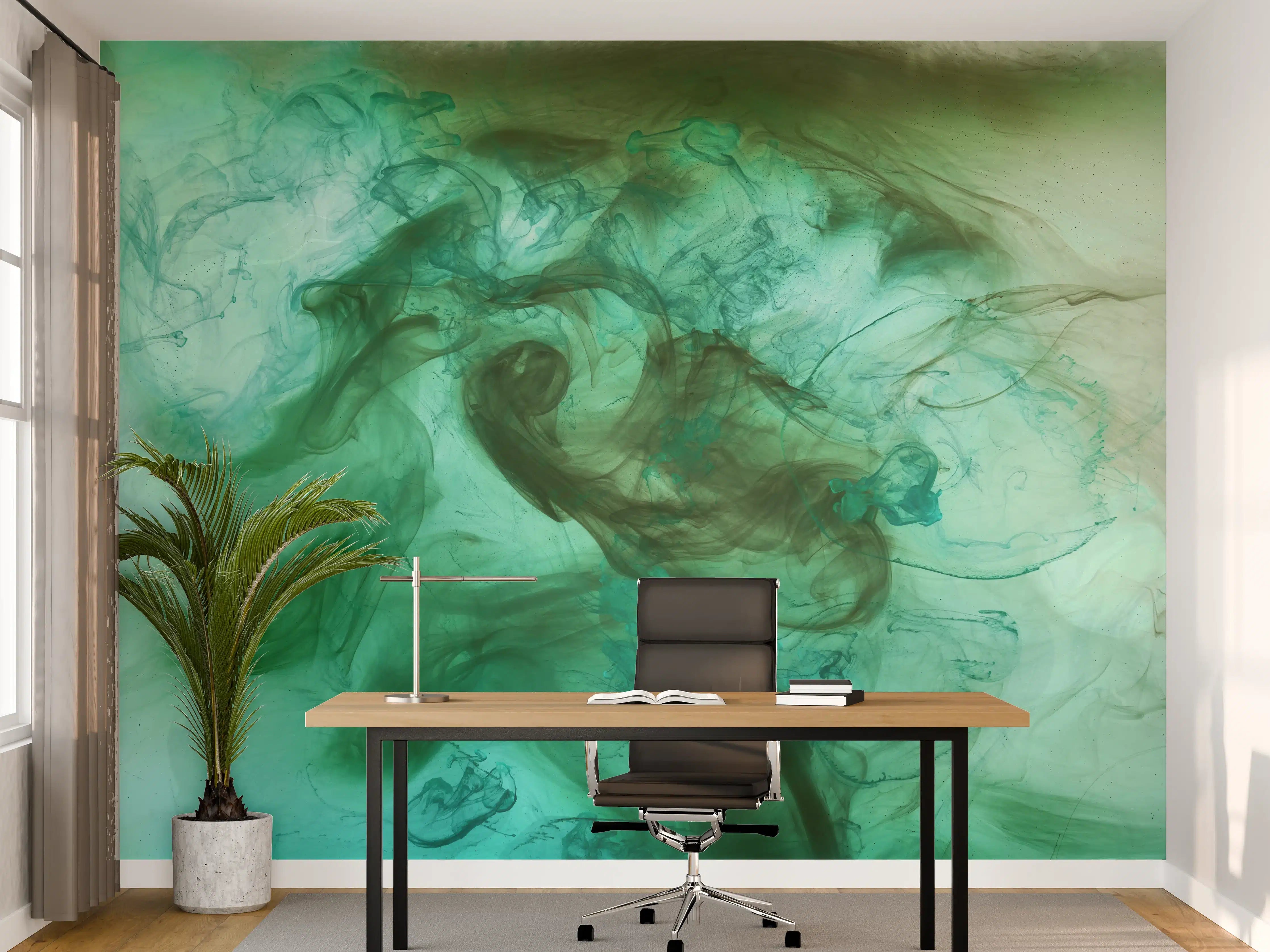 Büro Wandgestaltung - Grüner Tintenstrahl im Wasser