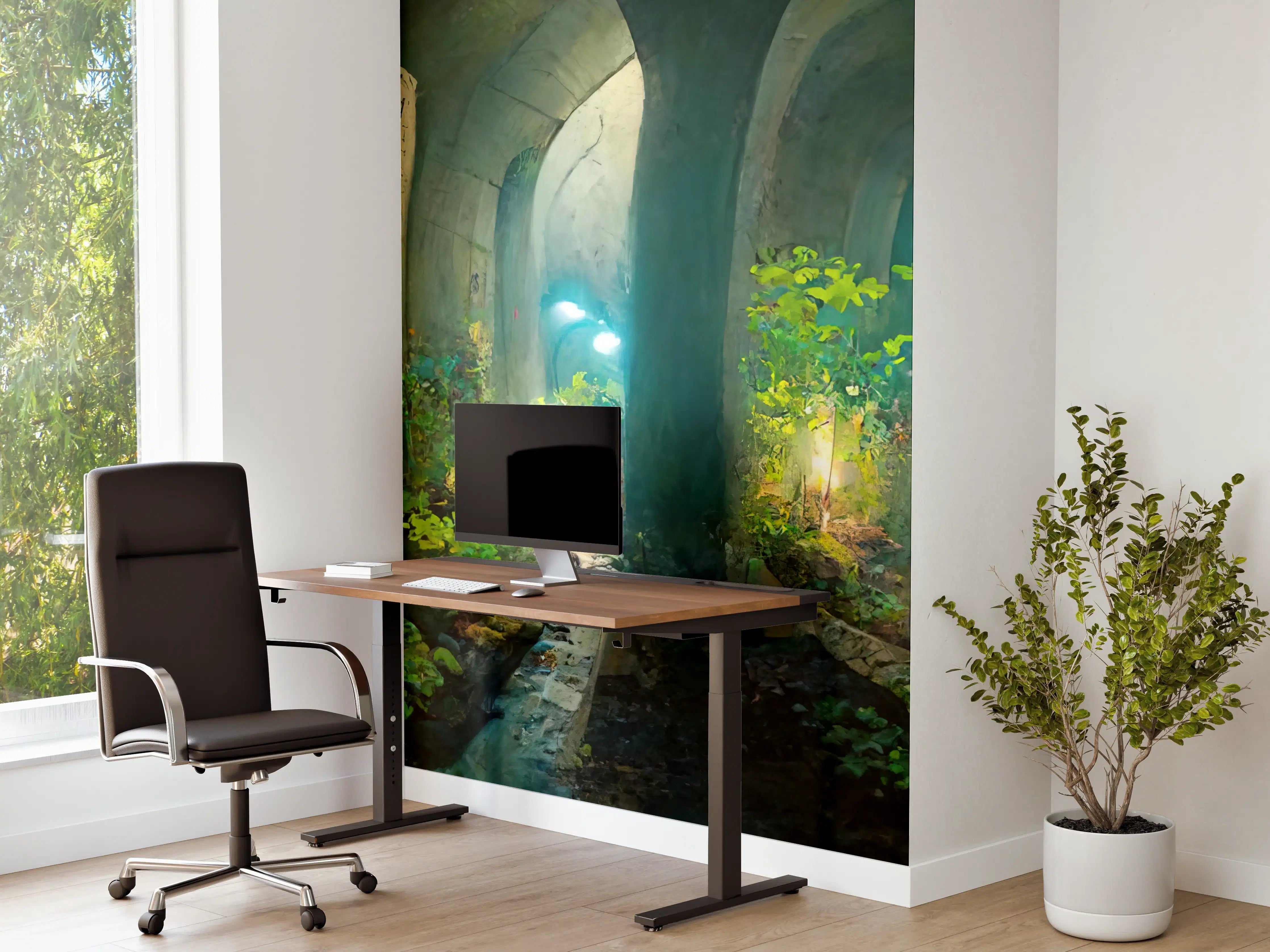 Büro Wandgestaltung - Grüner Wald im Tunnel