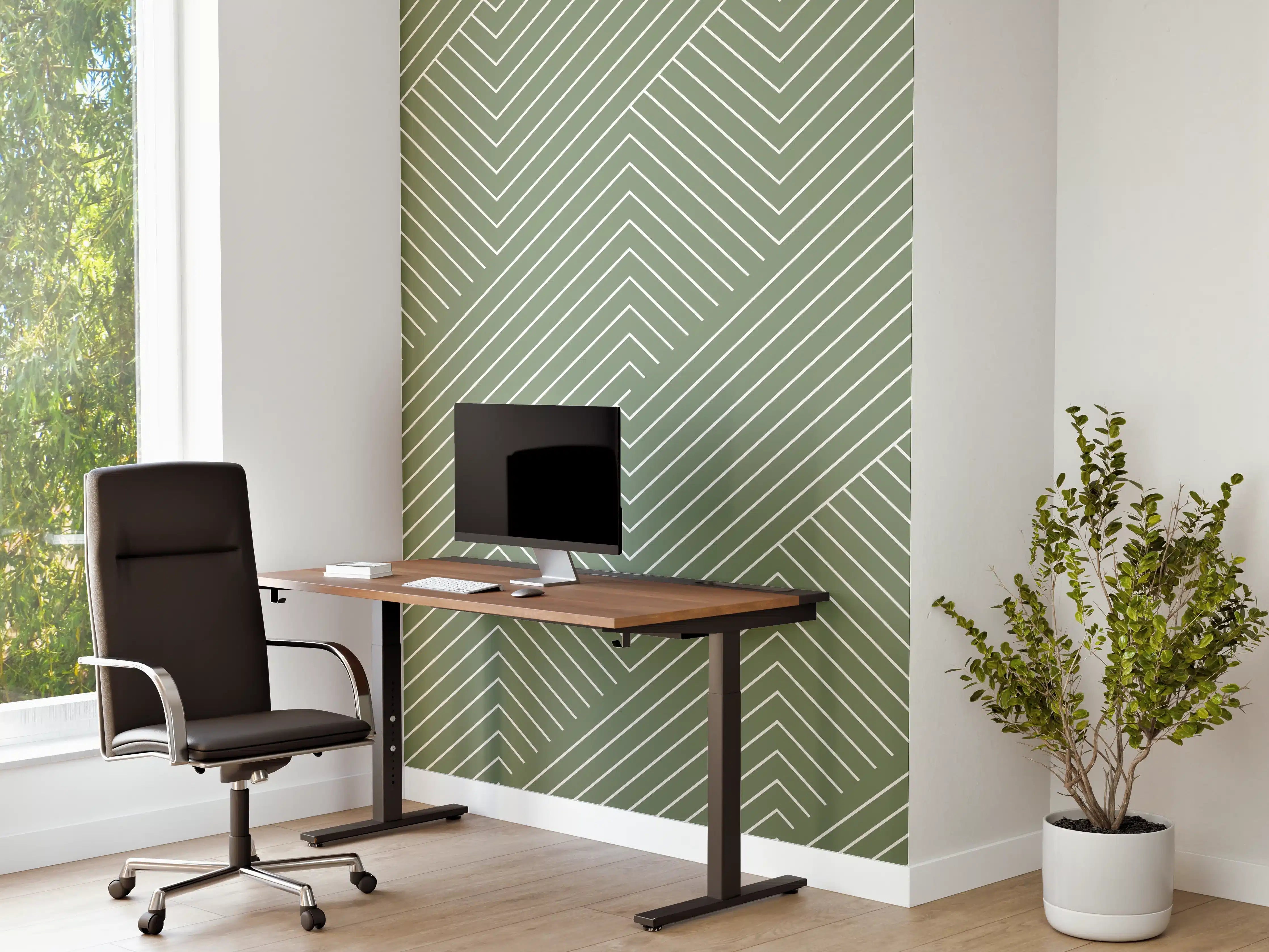 Büro Wandgestaltung - Grüner geometrischer Akzent