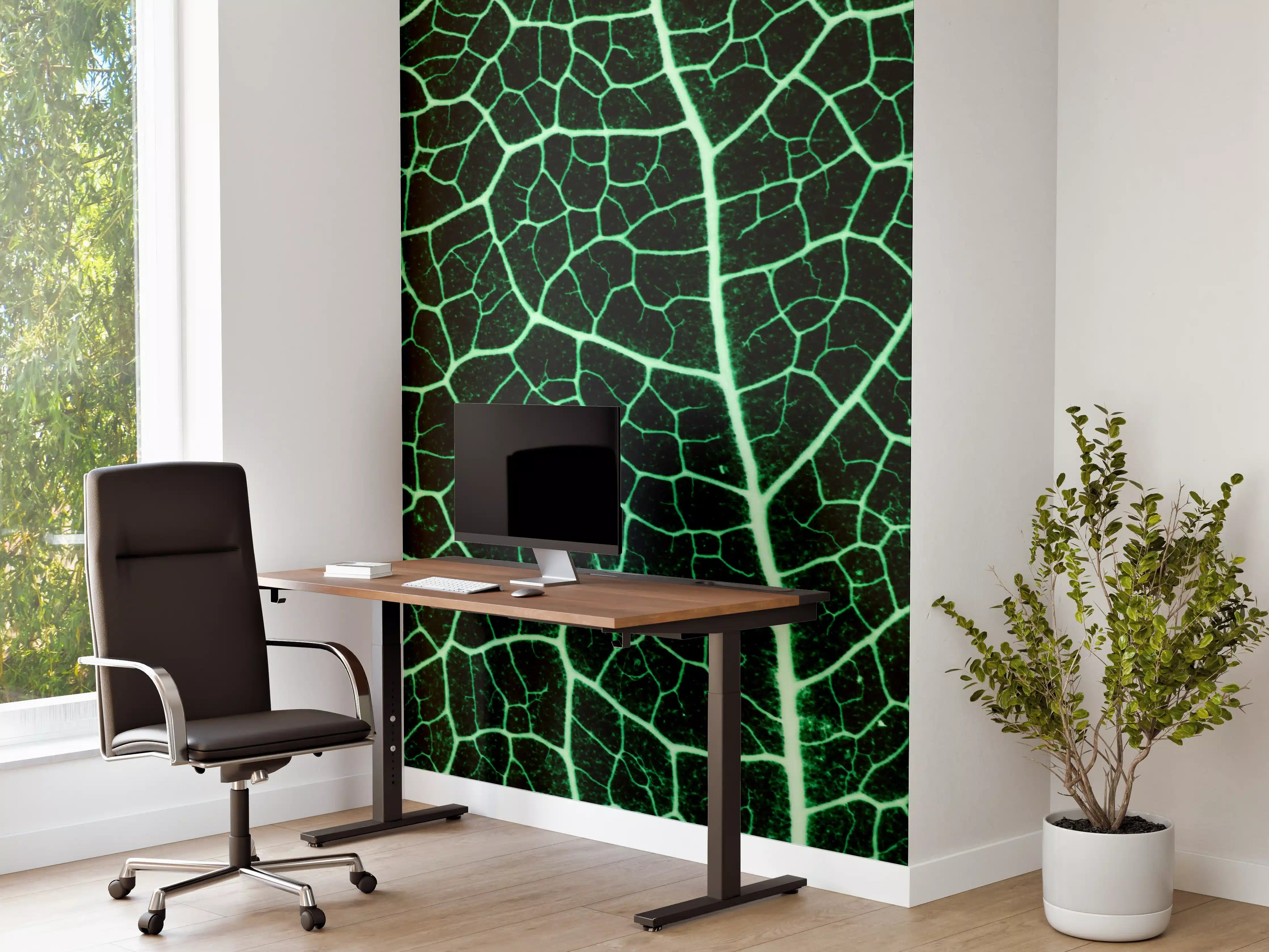 Büro Wandgestaltung - Grünliche Blatttextur im Detail