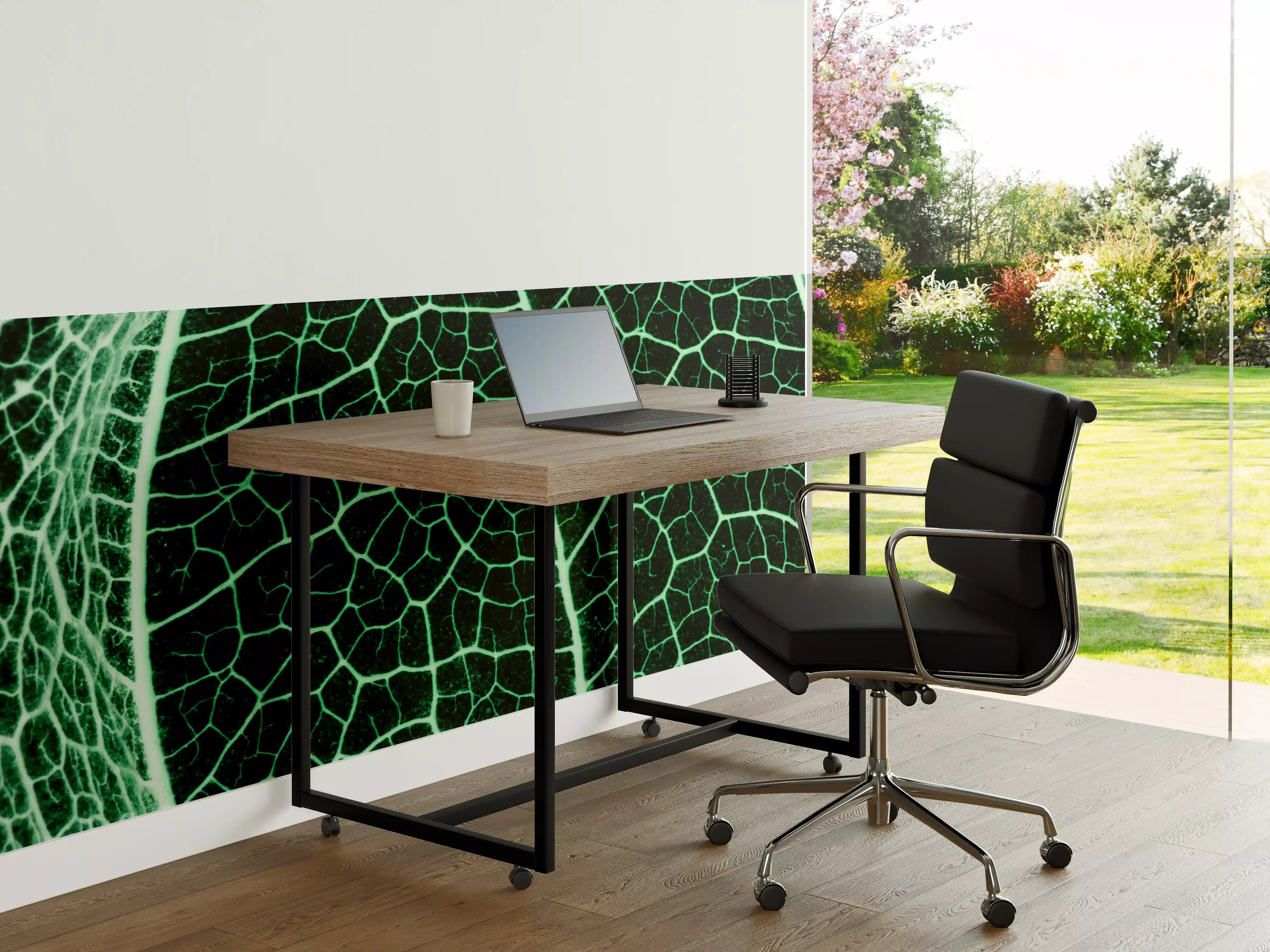 Büro Wandgestaltung - Grünliche Blatttextur im Detail