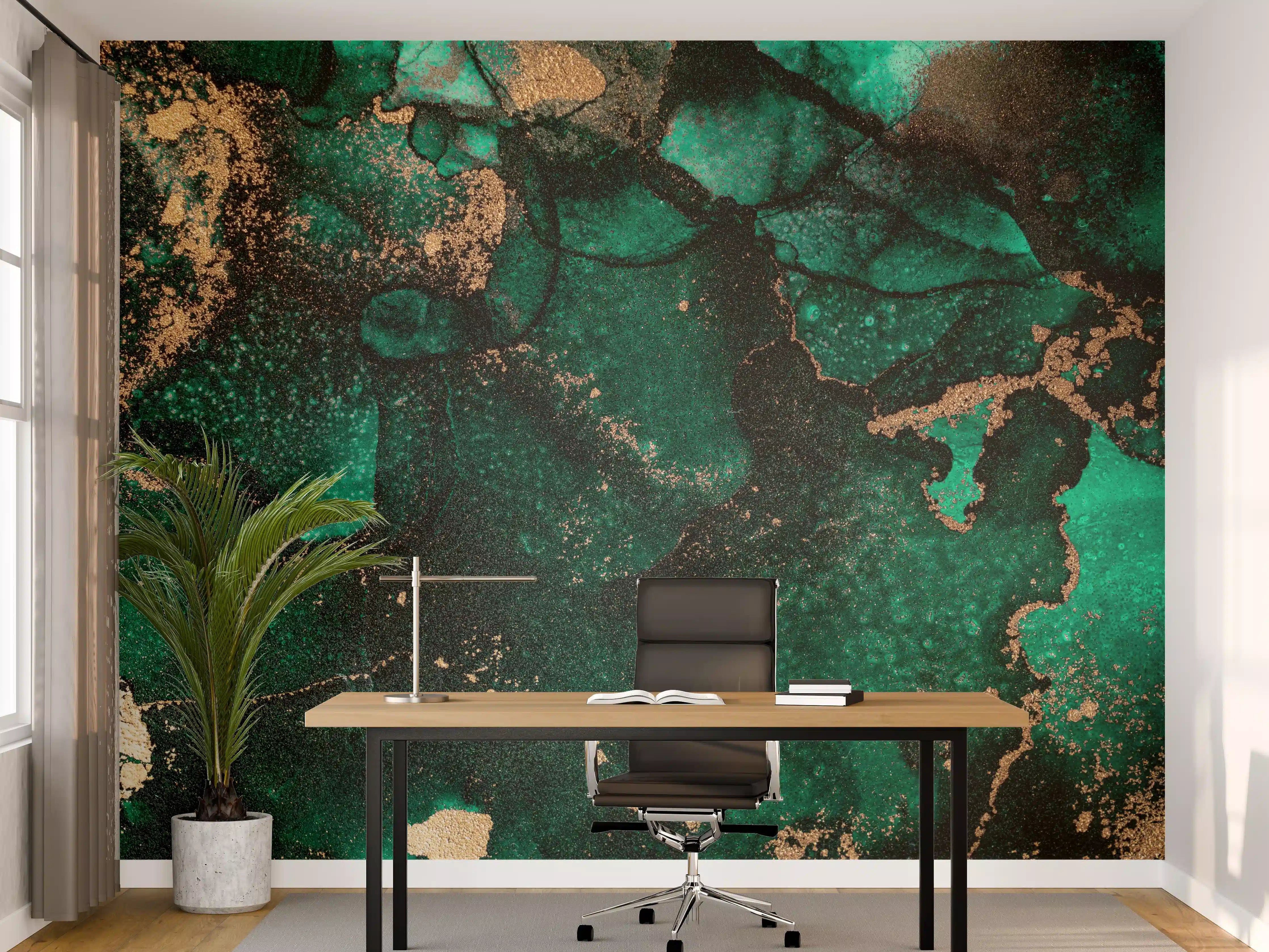 Büro Wandgestaltung - Grünliche Marmor Wandtextur - Flüssigmalerei