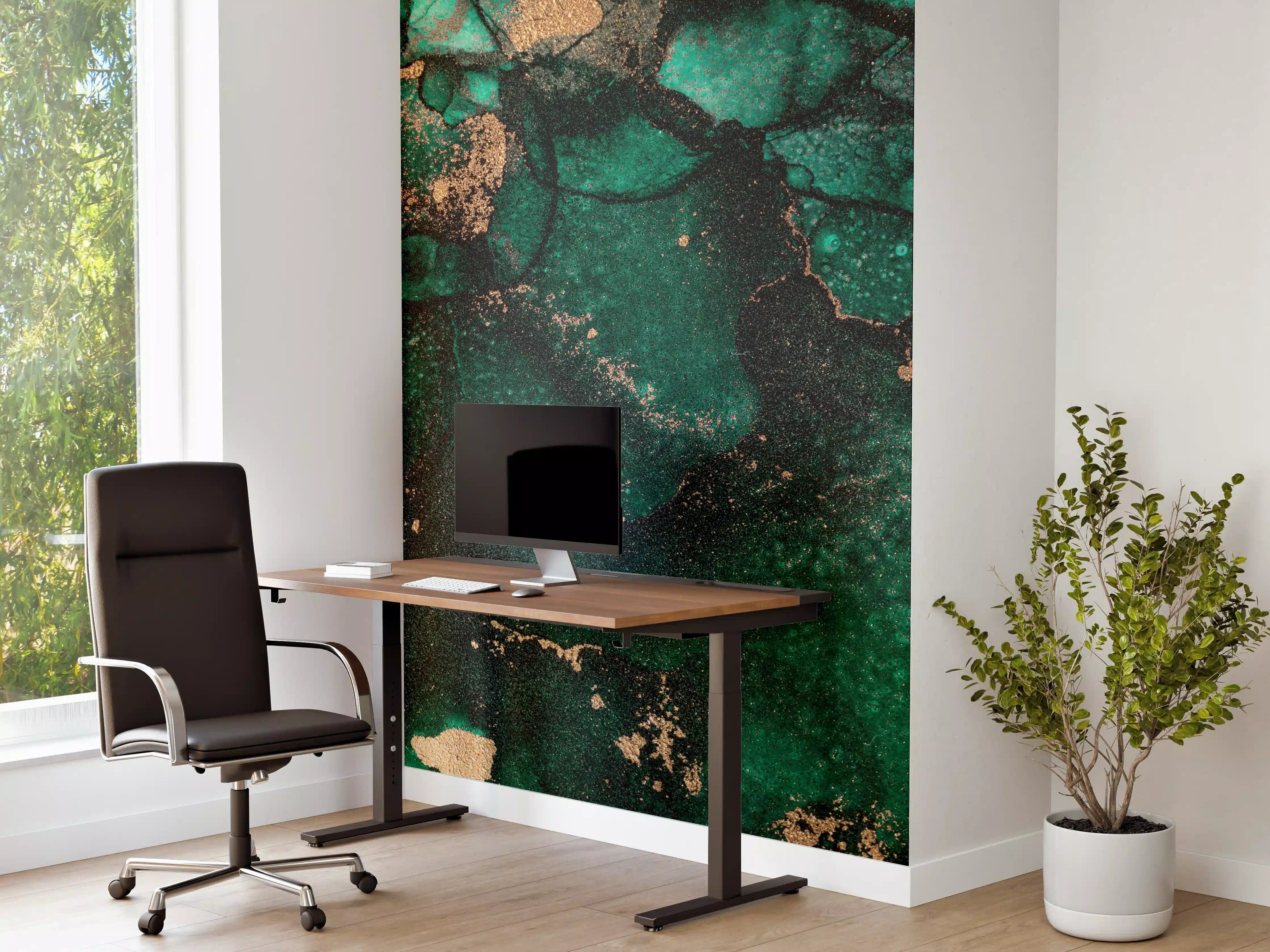 Büro Wandgestaltung - Grünliche Marmor Wandtextur - Flüssigmalerei