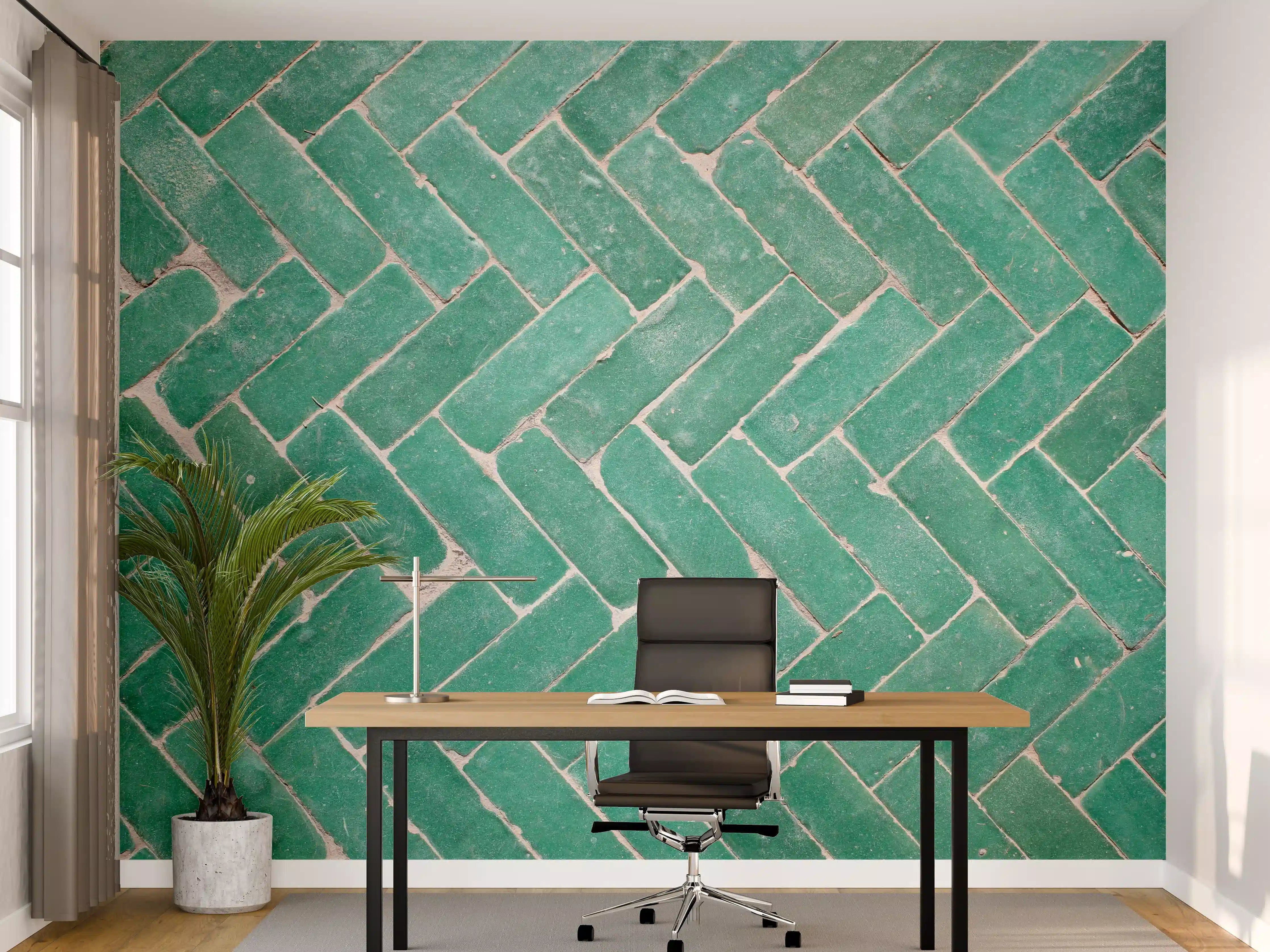 Büro Wandgestaltung - Grünliche Ziegelstein Textur