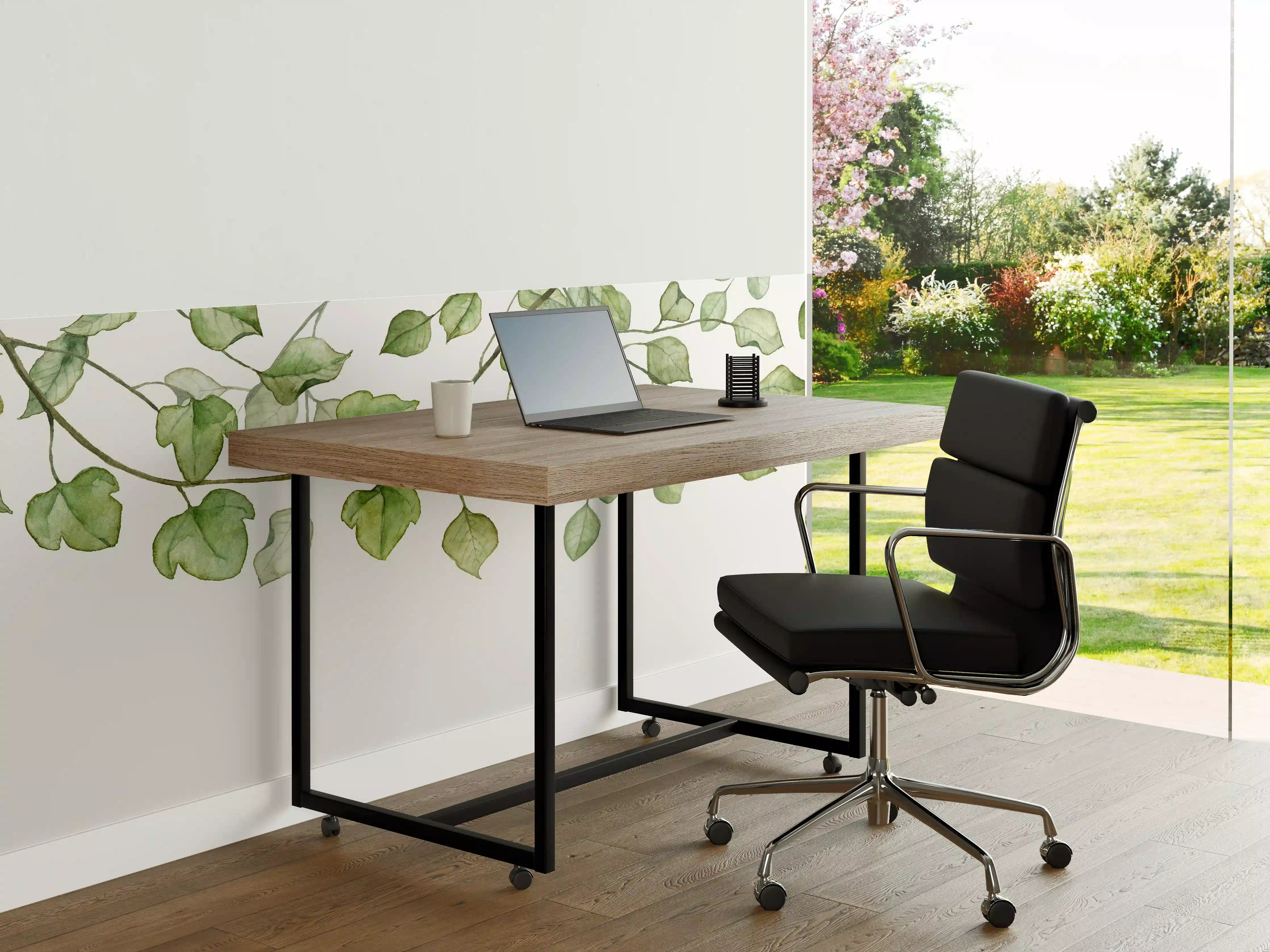Büro Wandgestaltung - Hängende Blätter an Ästen Aquarell