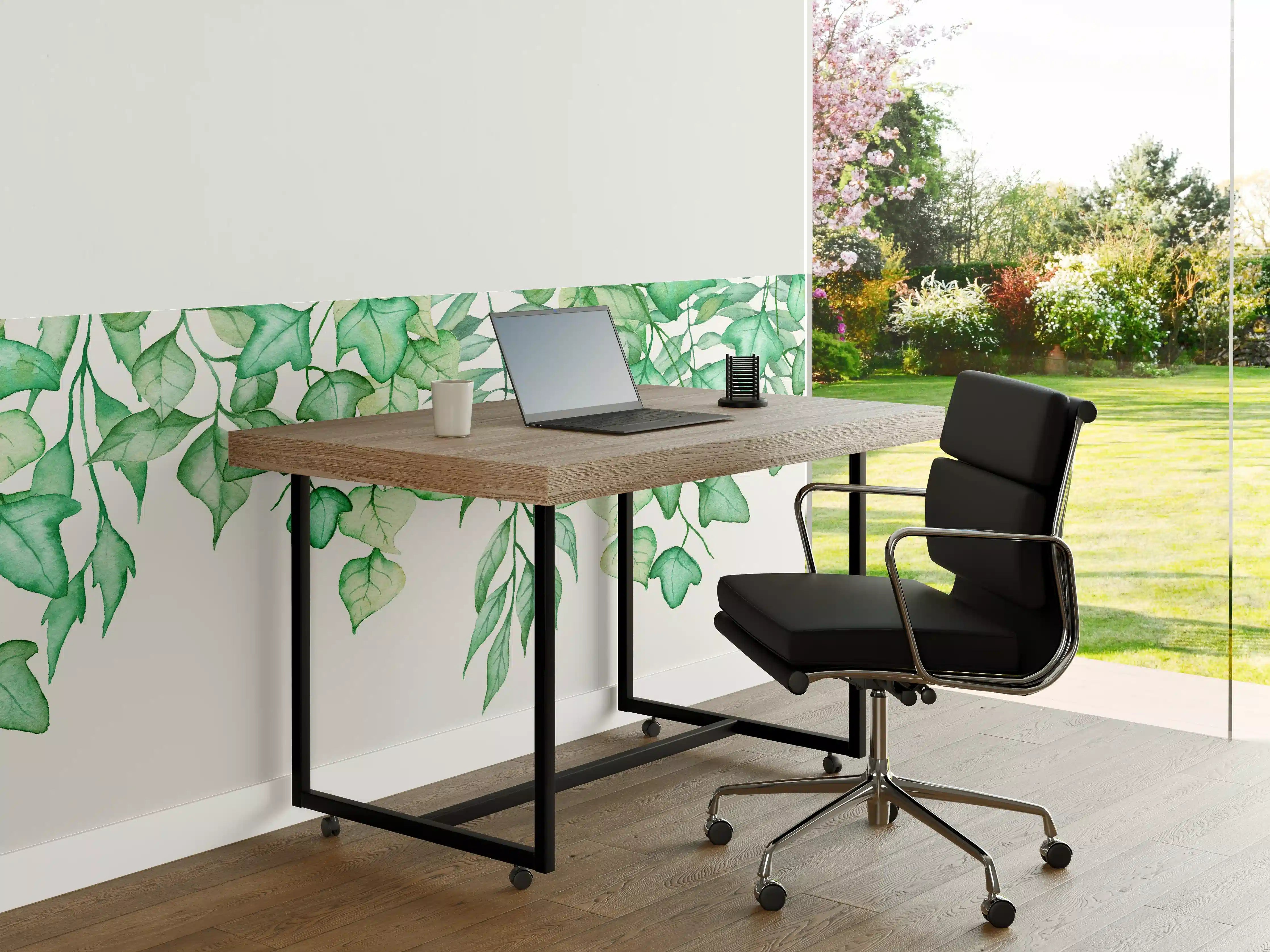 Büro Wandgestaltung - Handgezeichneten Aquarellblättern und Efeu