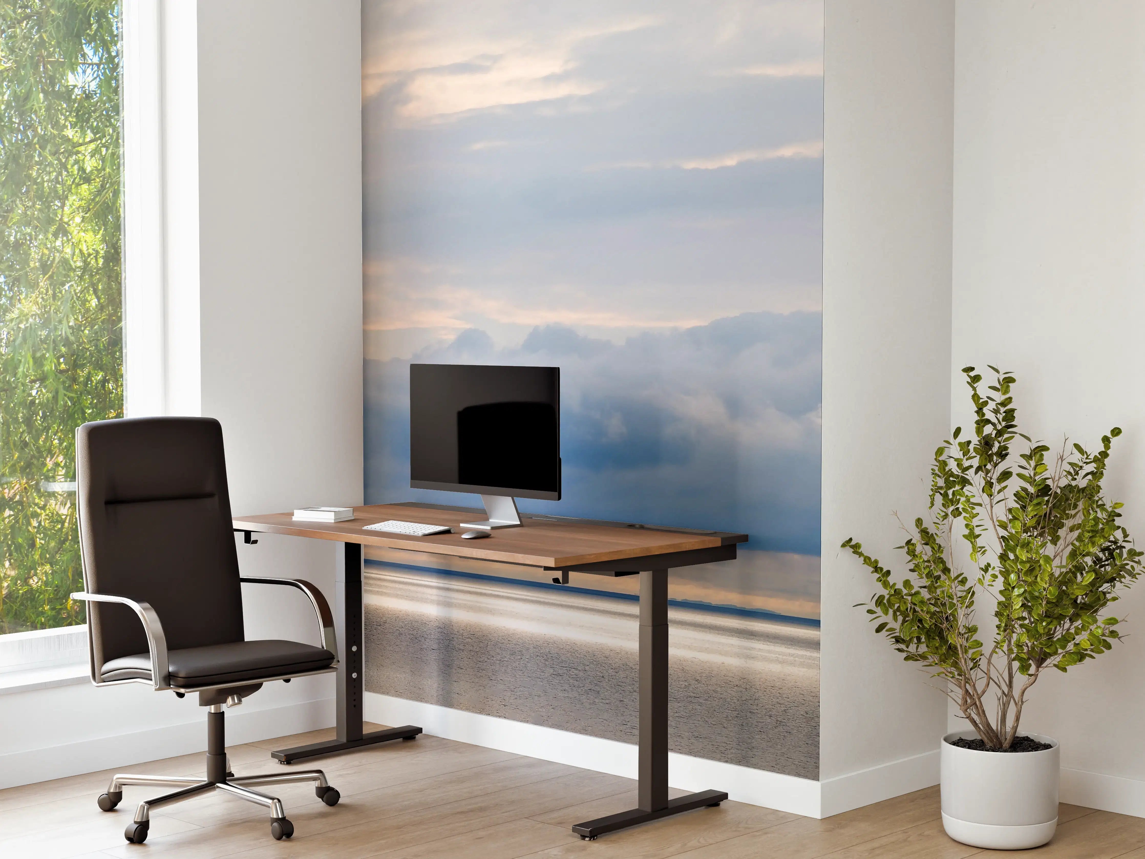 Büro Wandgestaltung - Harmonisches Blau-Grau-Meerespanorama