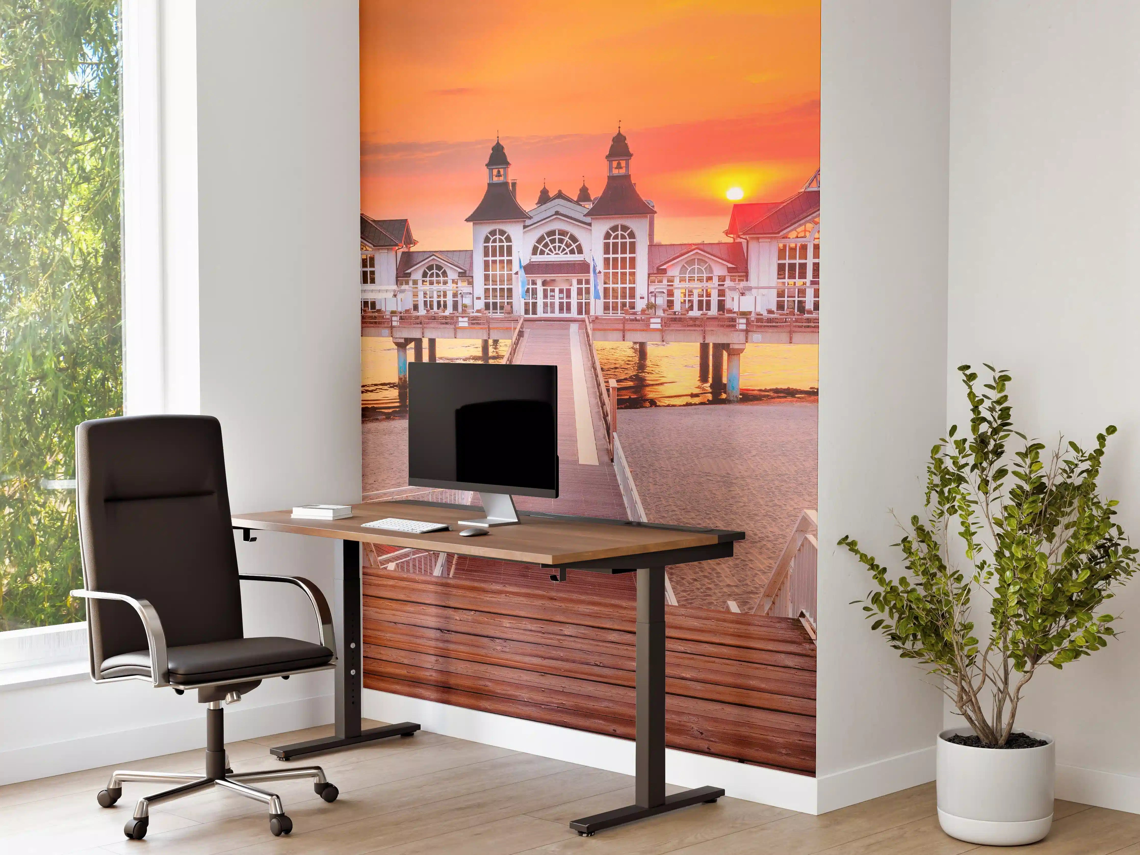 Büro Wandgestaltung - Haus auf Wasser bei Sonnenaufgang
