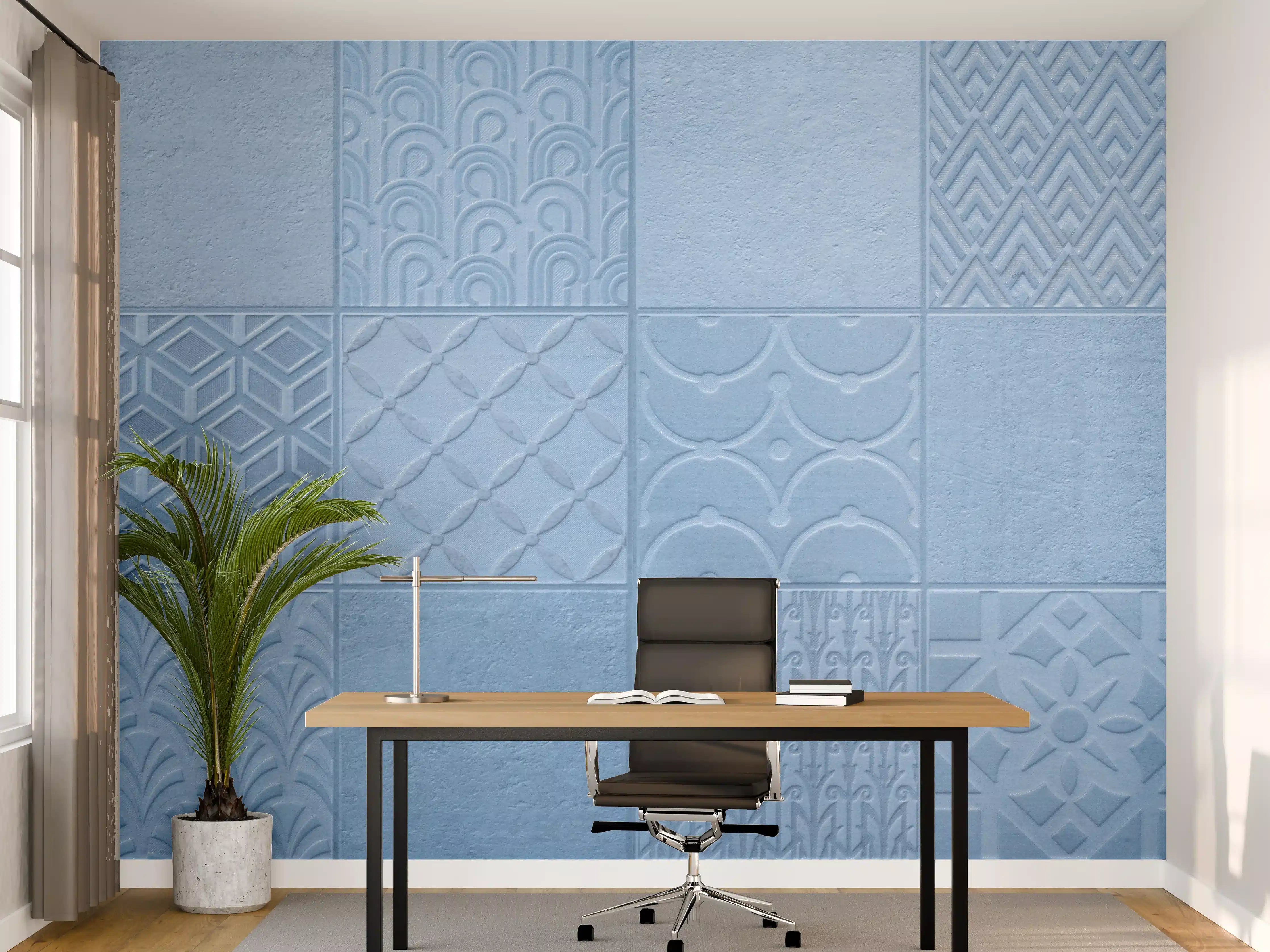 Büro Wandgestaltung - Hellblaue Fliesenmuster
