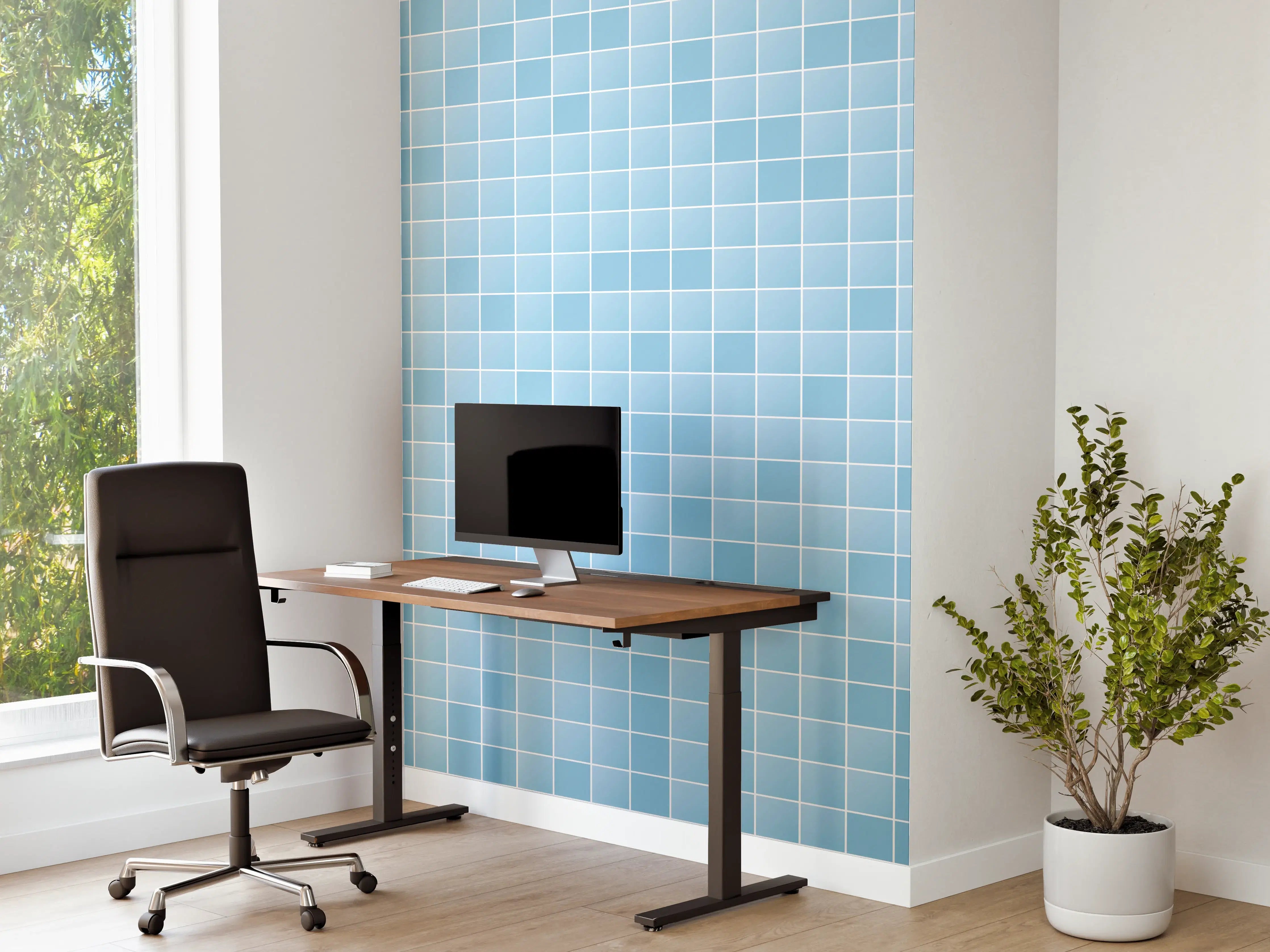 Büro Wandgestaltung - Hellblaue Mosaikfliese in Nahaufnahme
