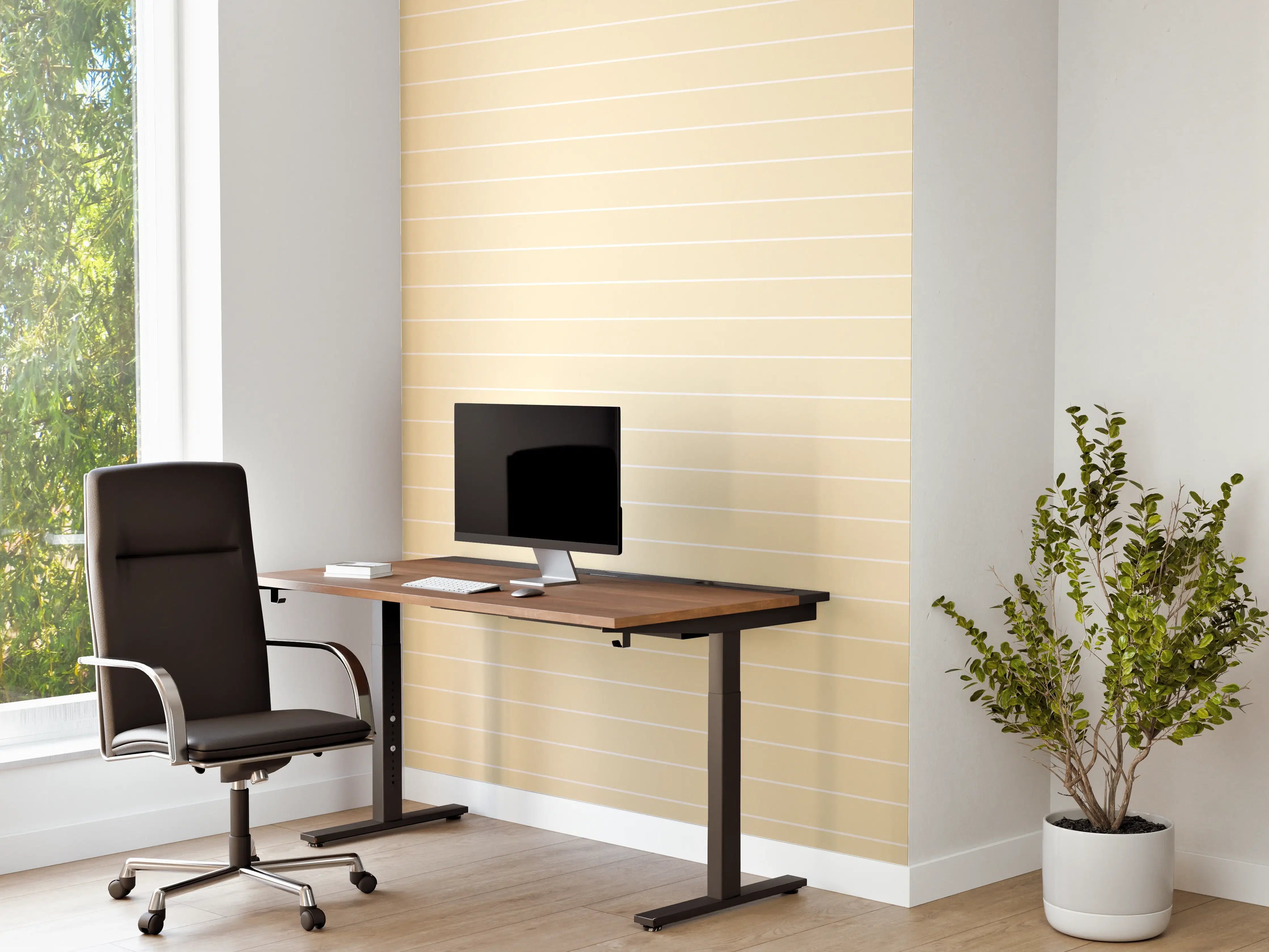 Büro Wandgestaltung - Helle Beige-Wände mit subtilen Linien