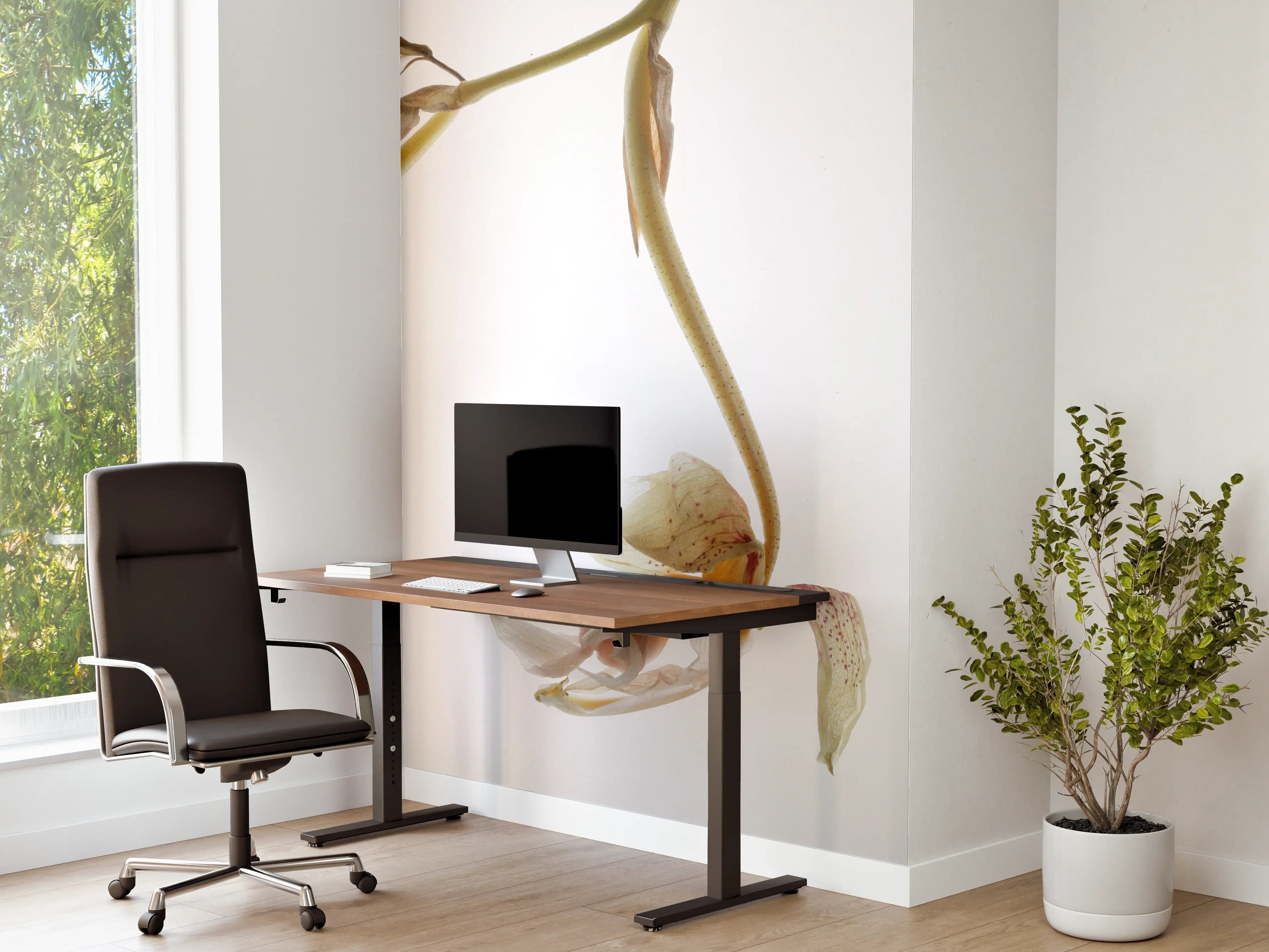 Büro Wandgestaltung - Helle Blume - Nahaufnahme