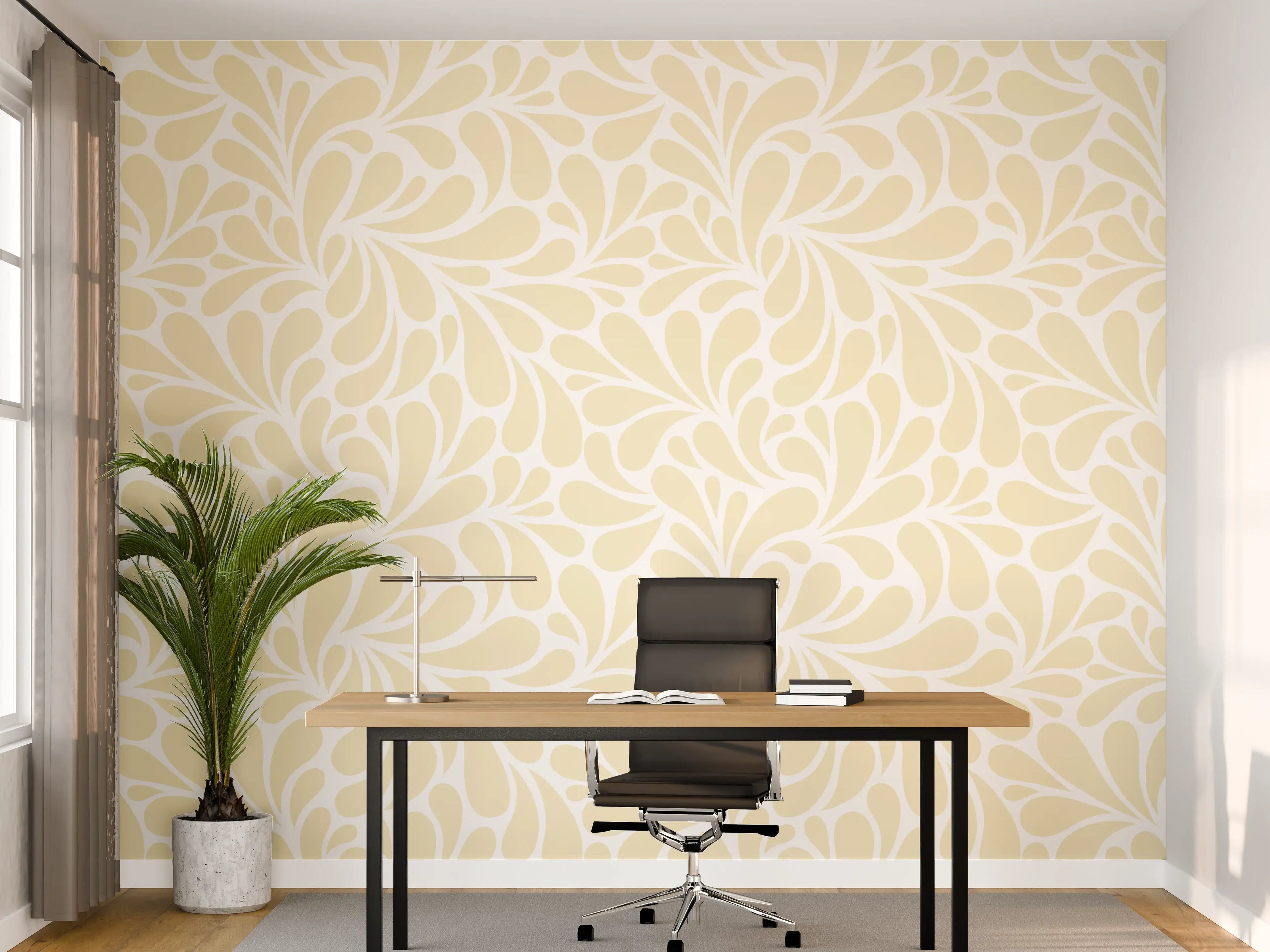 Büro Wandgestaltung - Helle Blumenmuster in Beige